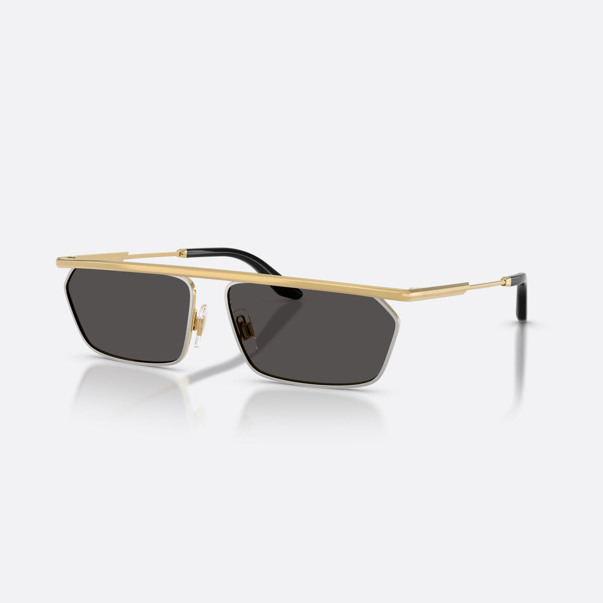 Dolce & Gabbana DG2327 131387 sunglasses, gold rectangle frame for men, solid dark grey lens tint