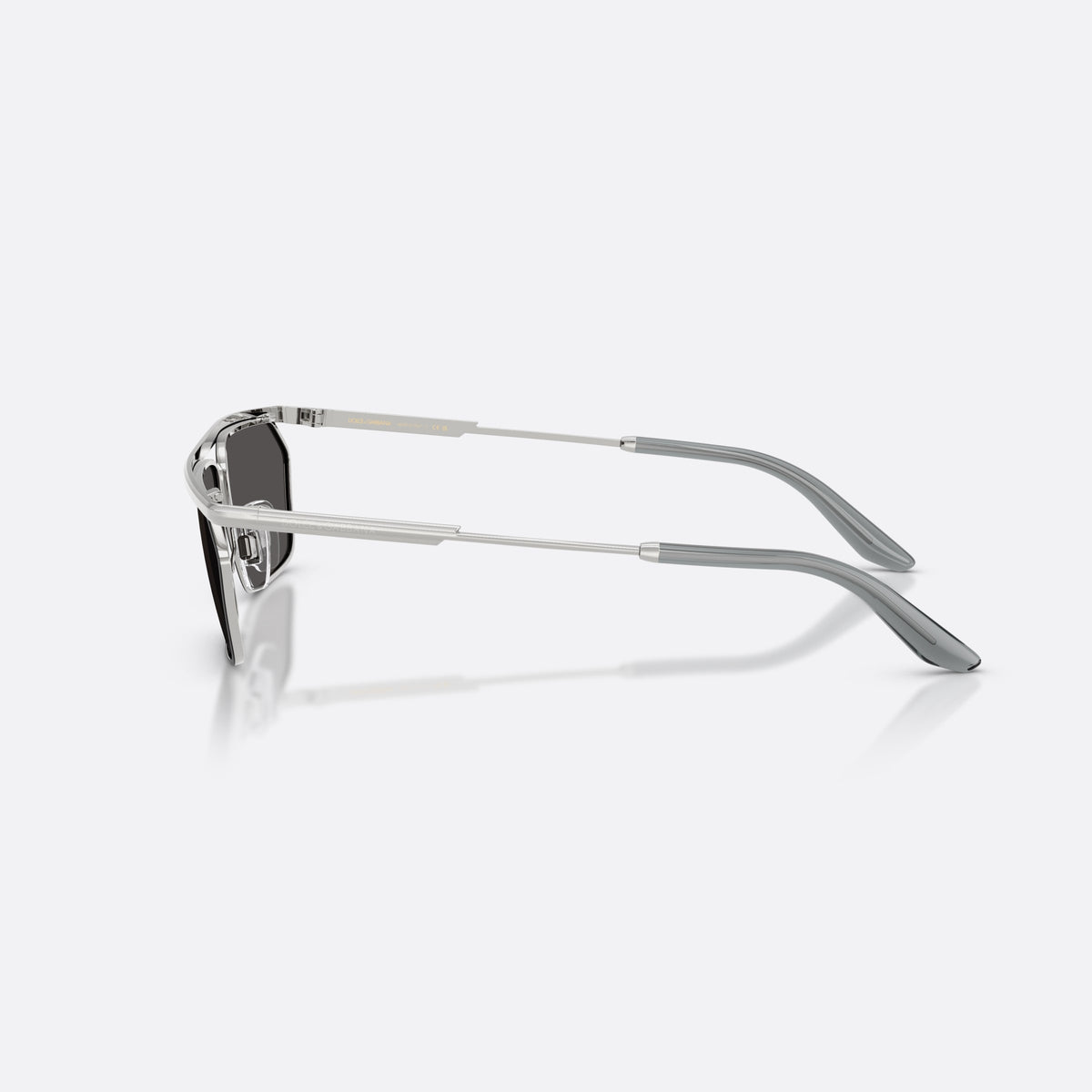 Dolce & Gabbana DG2327 132487 sunglasses, silver rectangle frame for men, double bridge with metal top bar, side view