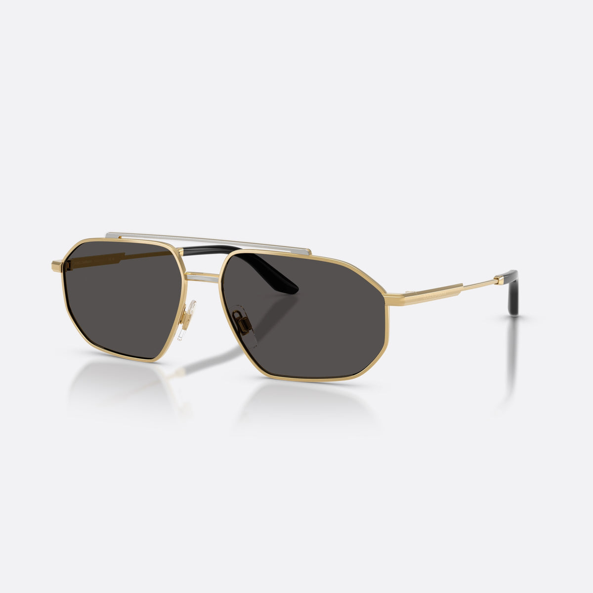 Dolce & Gabbana DG2328 131387 sunglasses, gold pilot frame for men, double bridge with top bar, full-rim metal frame