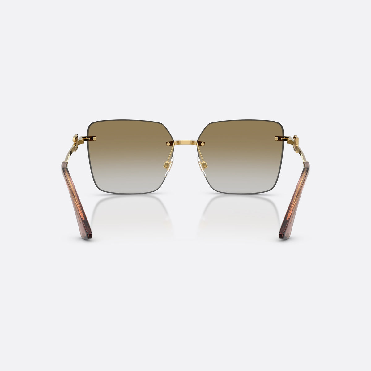 Dolce & Gabbana DG2332B 02/6E sunglasses, gold square frame for women, brand logo plaque on temples, slim tapered temples, back view