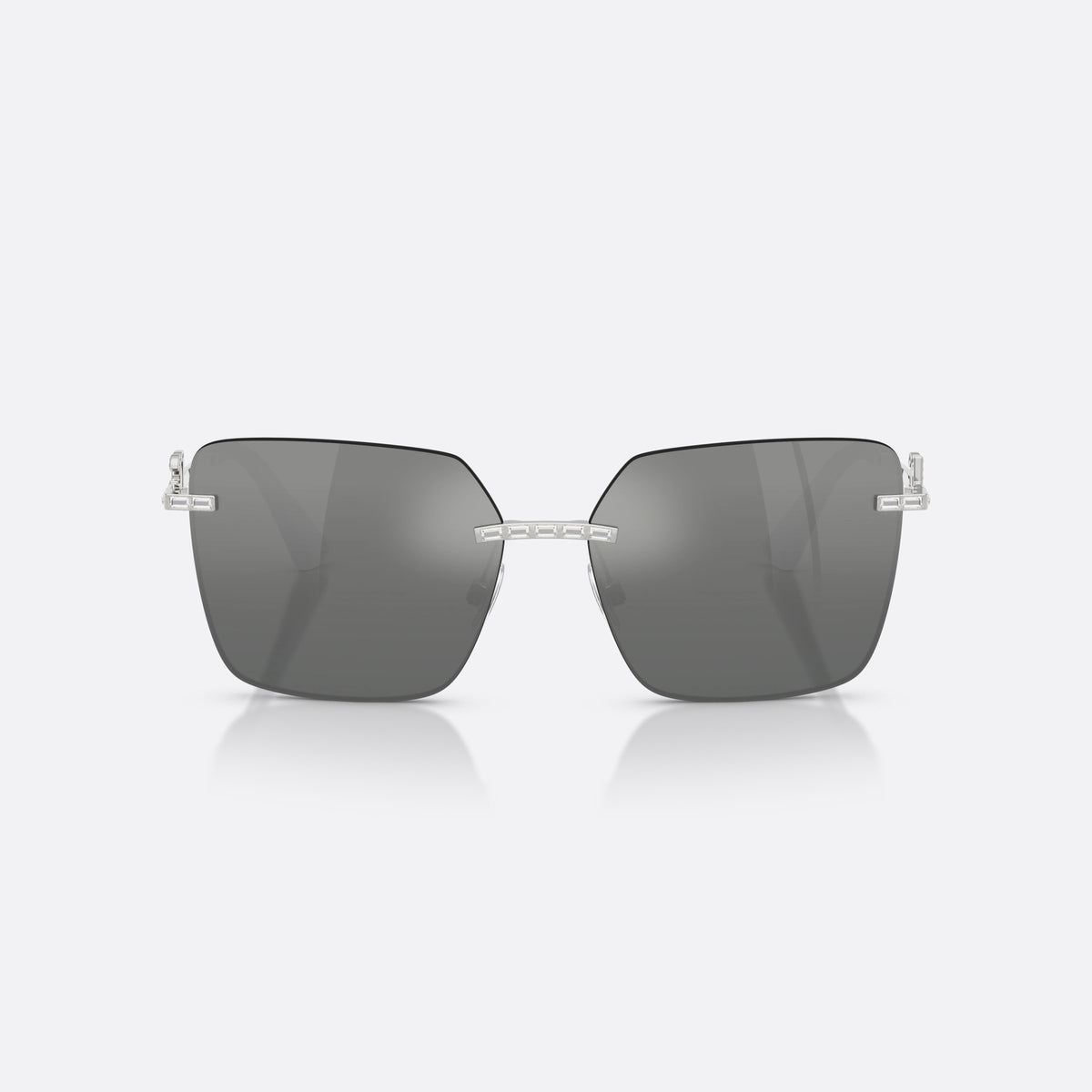 Dolce & Gabbana DG2332B 05/88 sunglasses, silver square frame for women, brand logo plaque on temples, polished metal finish, front view