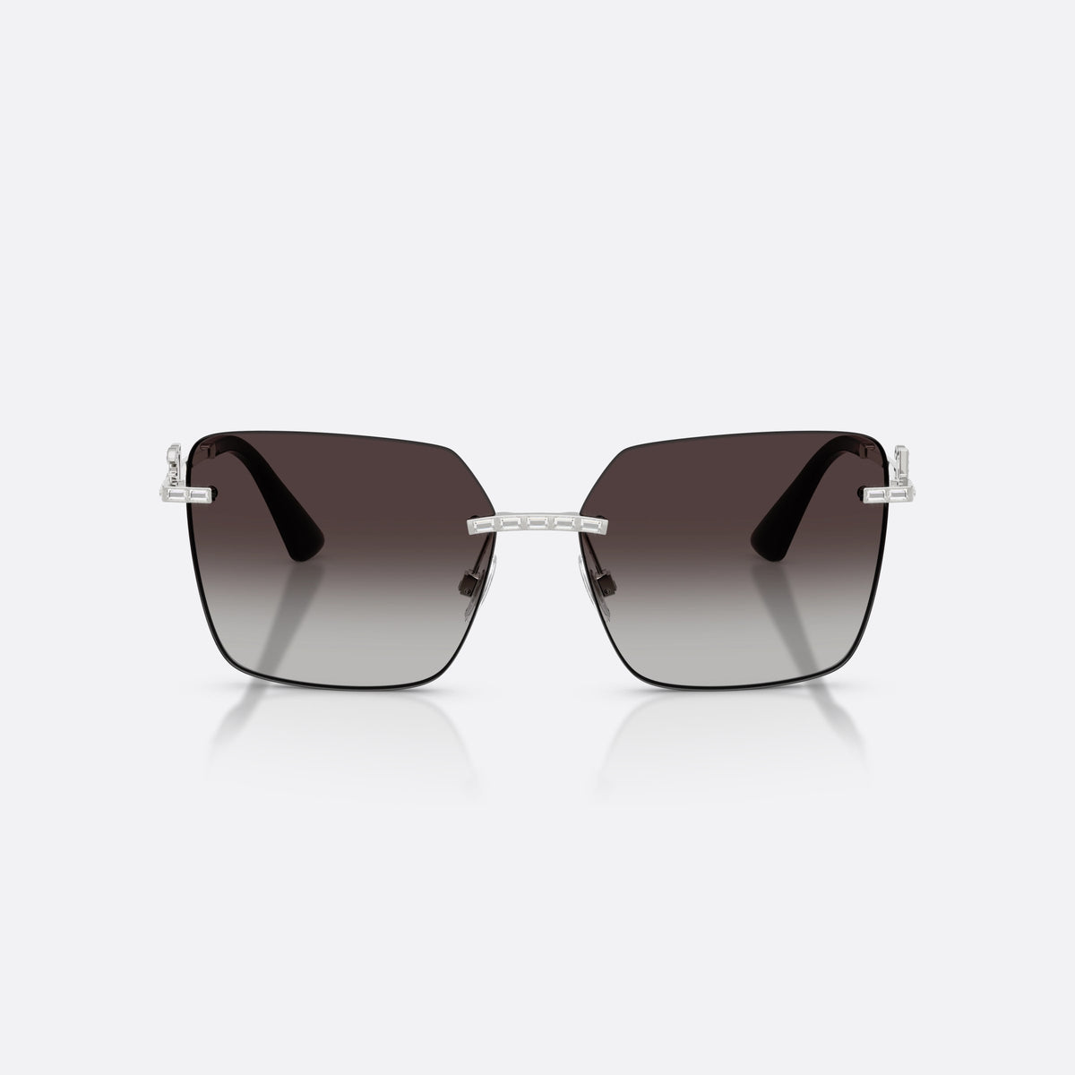 Dolce & Gabbana DG2332B 05/8G sunglasses, silver square frame for women, brand logo plaque on temples, front view