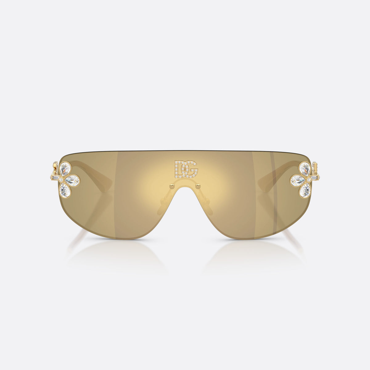 Dolce & Gabbana DG2333B 02/03 sunglasses, gold rectangle frame for women, integrated bridge with pads, brand logo on lens, front view