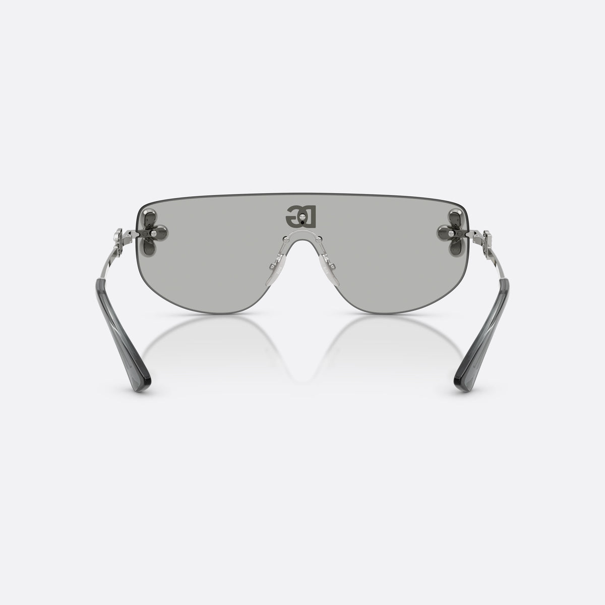 Dolce & Gabbana DG2333B 05/8V sunglasses, silver rectangle frame for women, integrated bridge over lens, brand logo on lens, back view