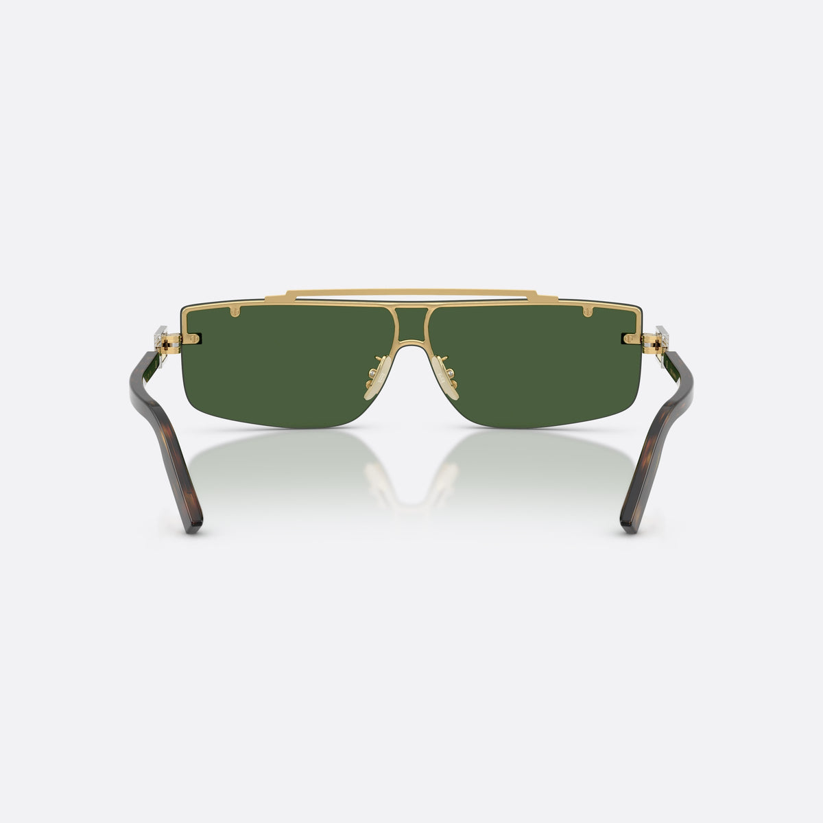 Dolce & Gabbana DG2335 02/71 sunglasses, gold rectangle frame for men, double metal bridge bar, tapered temples with plaque, back view