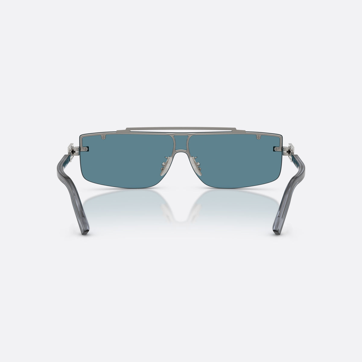 Dolce & Gabbana DG2335 04/80 sunglasses, grey rectangle frame for men, double top bar bridge, visible rivets on lens, back view