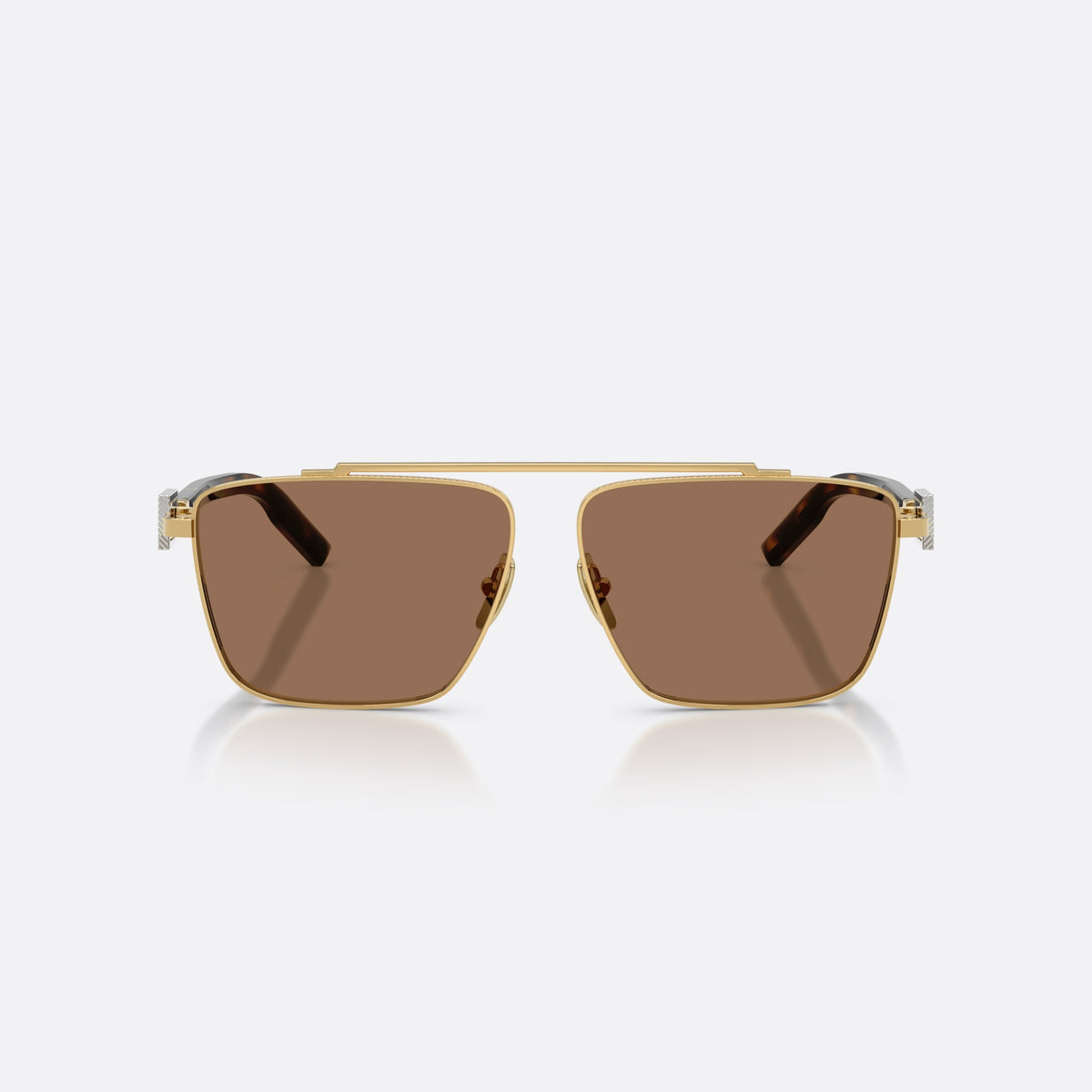 Dolce & Gabbana DG2336 02/73 sunglasses, gold square frame for men, double bridge with top bar, full-rim metal frame, front view