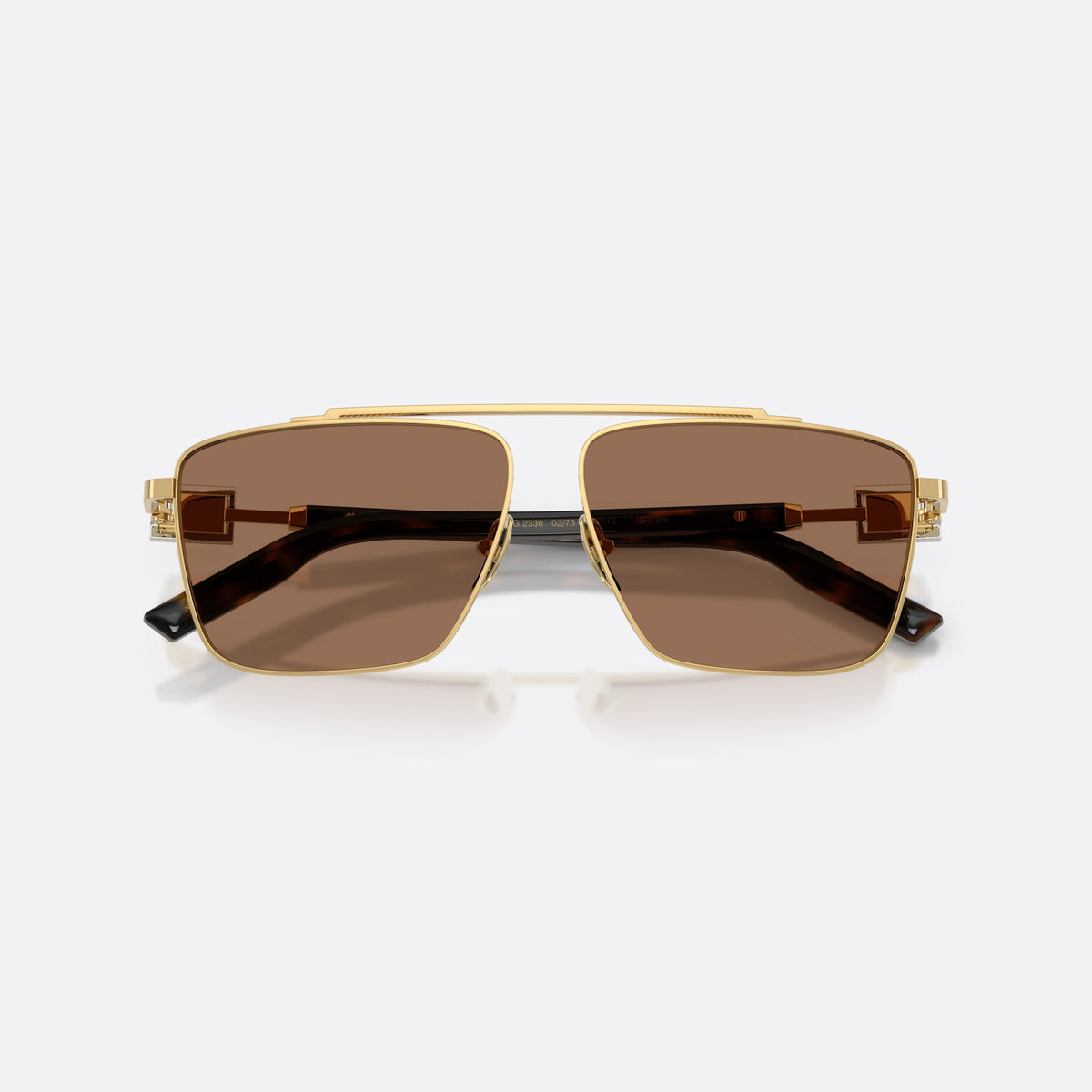 Dolce & Gabbana DG2336 02/73 sunglasses, gold square frame for men, double bridge with top bar, full-rim metal frame, folded