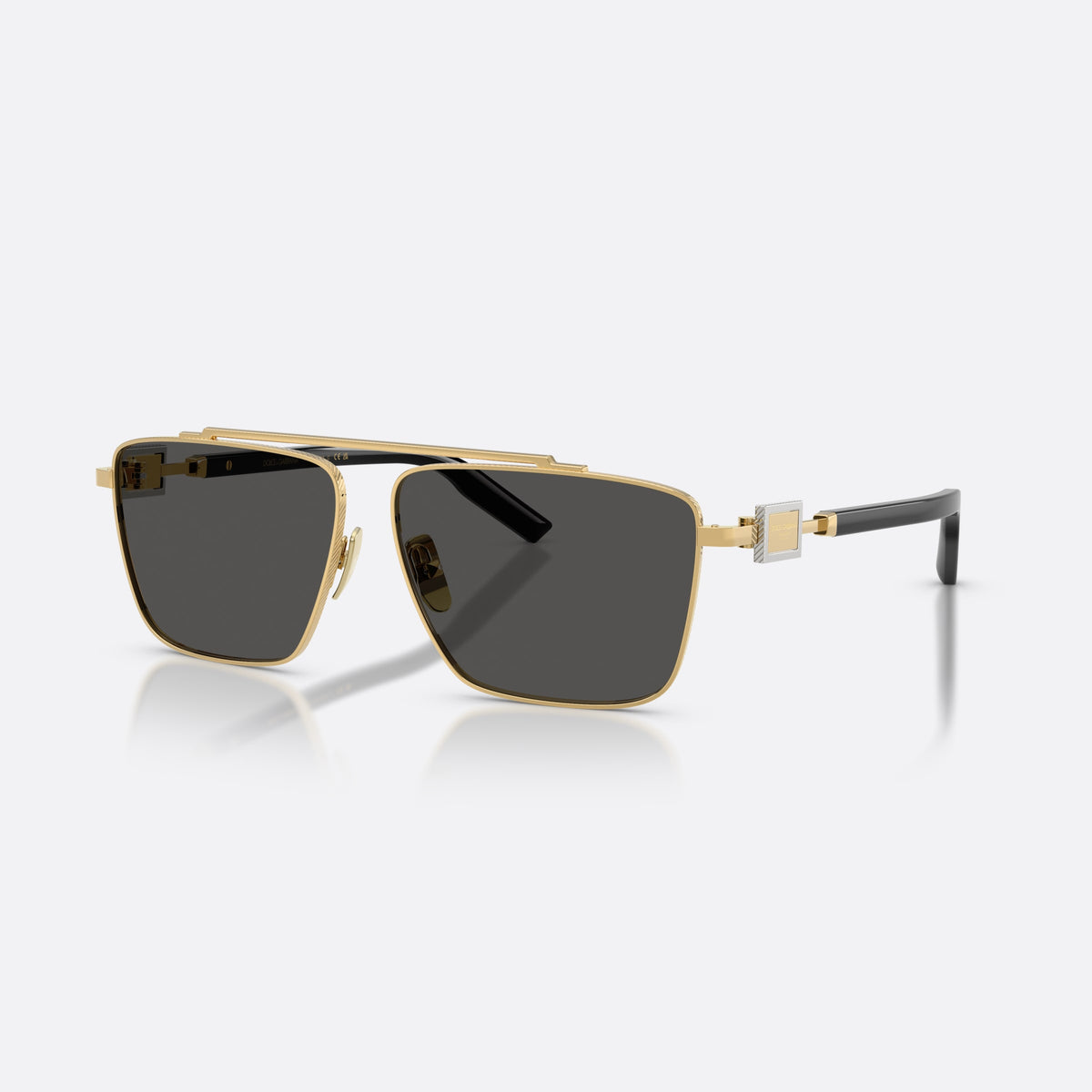 Ochelari de soare Dolce & Gabbana DG2336 02/87, patrati auriu, pentru bărbați, punte dublă cu bară superioară, brațe subțiri cu plăcuță