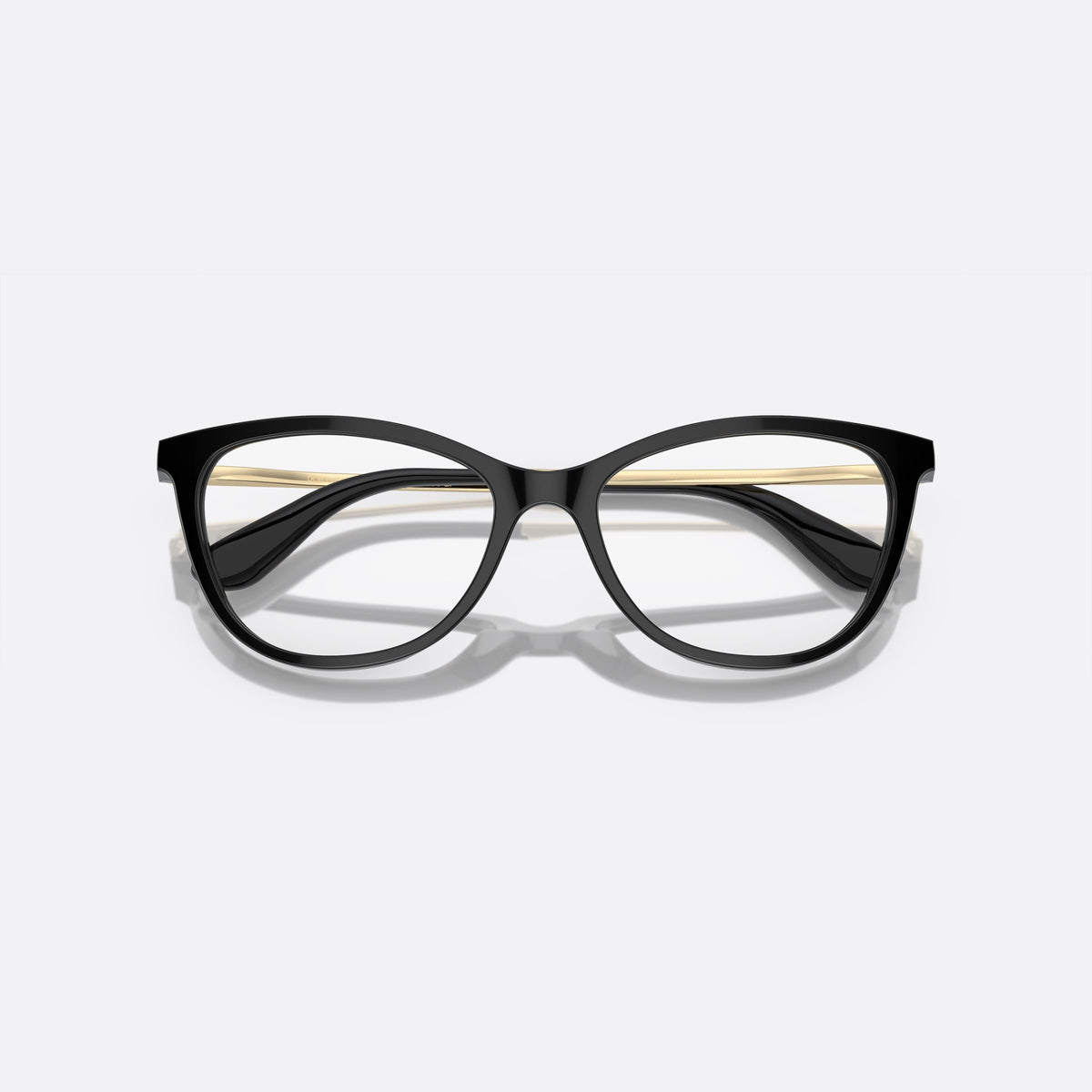 Dolce & Gabbana DG3258 501 eyeglasses, black butterfly frame for women, plain bridge, integrated design, brand lettering on temples, folded