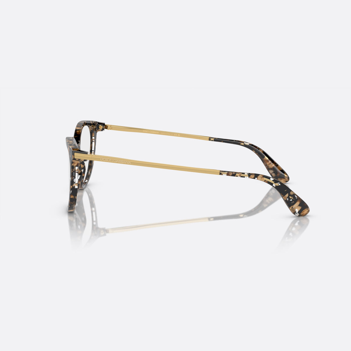 Dolce & Gabbana DG3258 911 eyeglasses, black butterfly frame for women, plain acetate bridge, brand lettering on temples, side view
