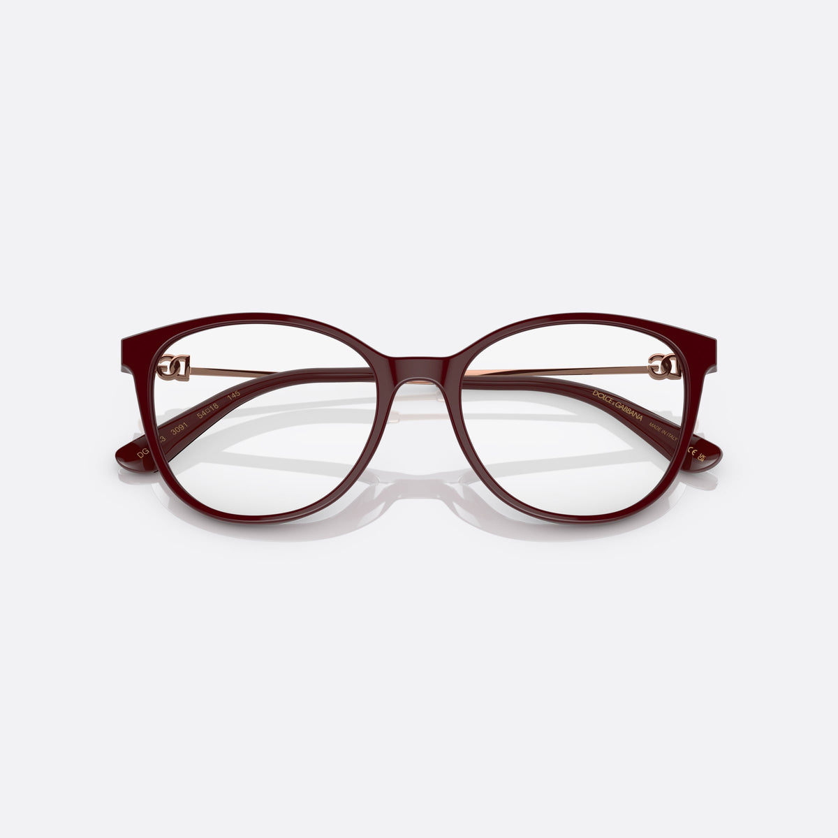 Rame ochelari de vedere Dolce & Gabbana DG3363 3091, fluture roșu, pentru femei, punte simplă, logo al brandului pe placă la balama, cu brațele pliate