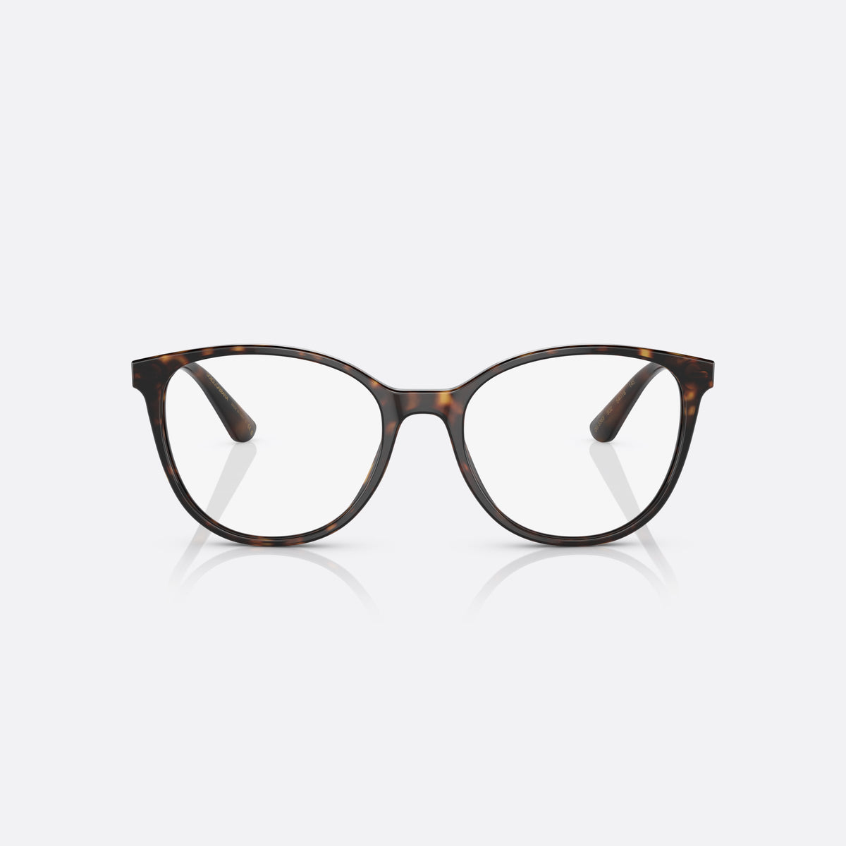Dolce & Gabbana DG3363 502 eyeglasses, havana butterfly frame for women, plain bridge, brand logo plaque on hinges