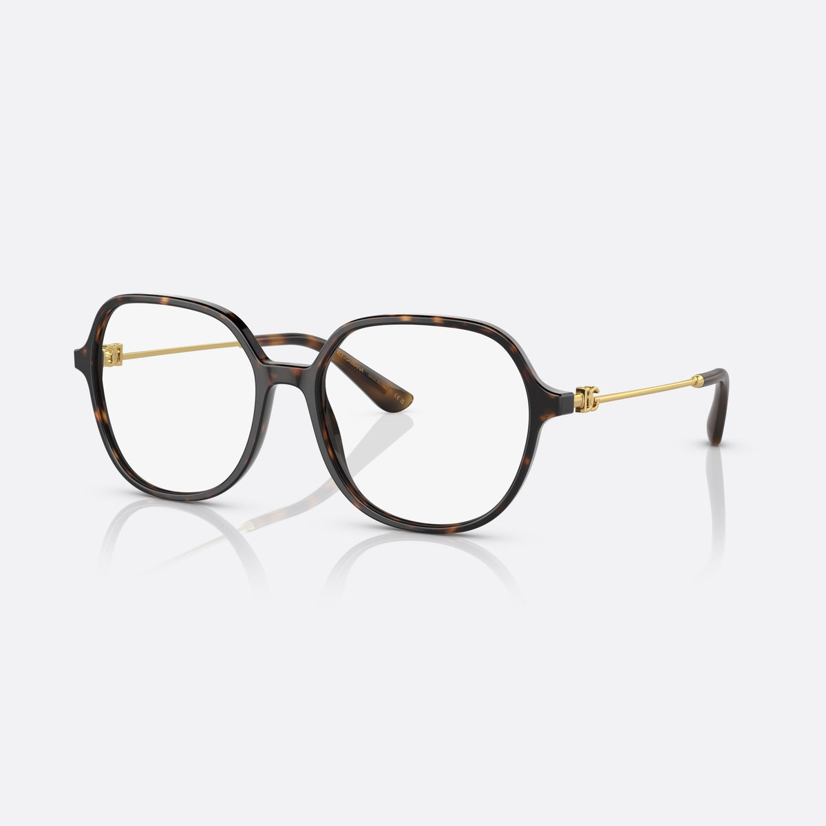 Dolce & Gabbana DG3364 502 eyeglasses, havana butterfly frame for women, plain bridge, brand logo plaque on temples