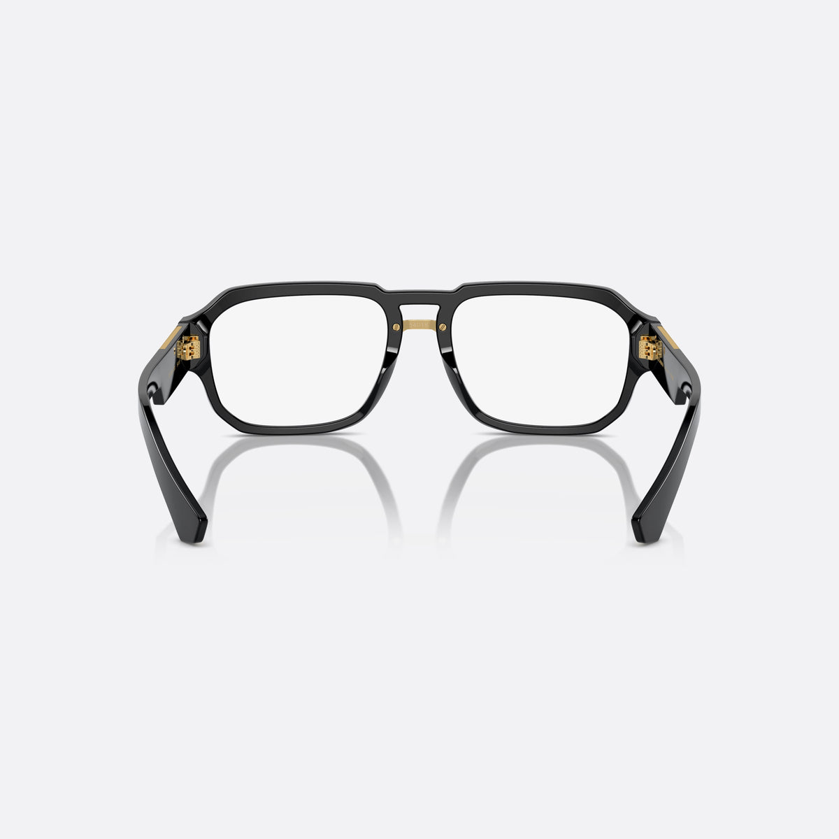 Dolce & Gabbana DG3389 501 eyeglasses, black pilot frame for men, brand lettering on the temples, gold-tone plaque on temple