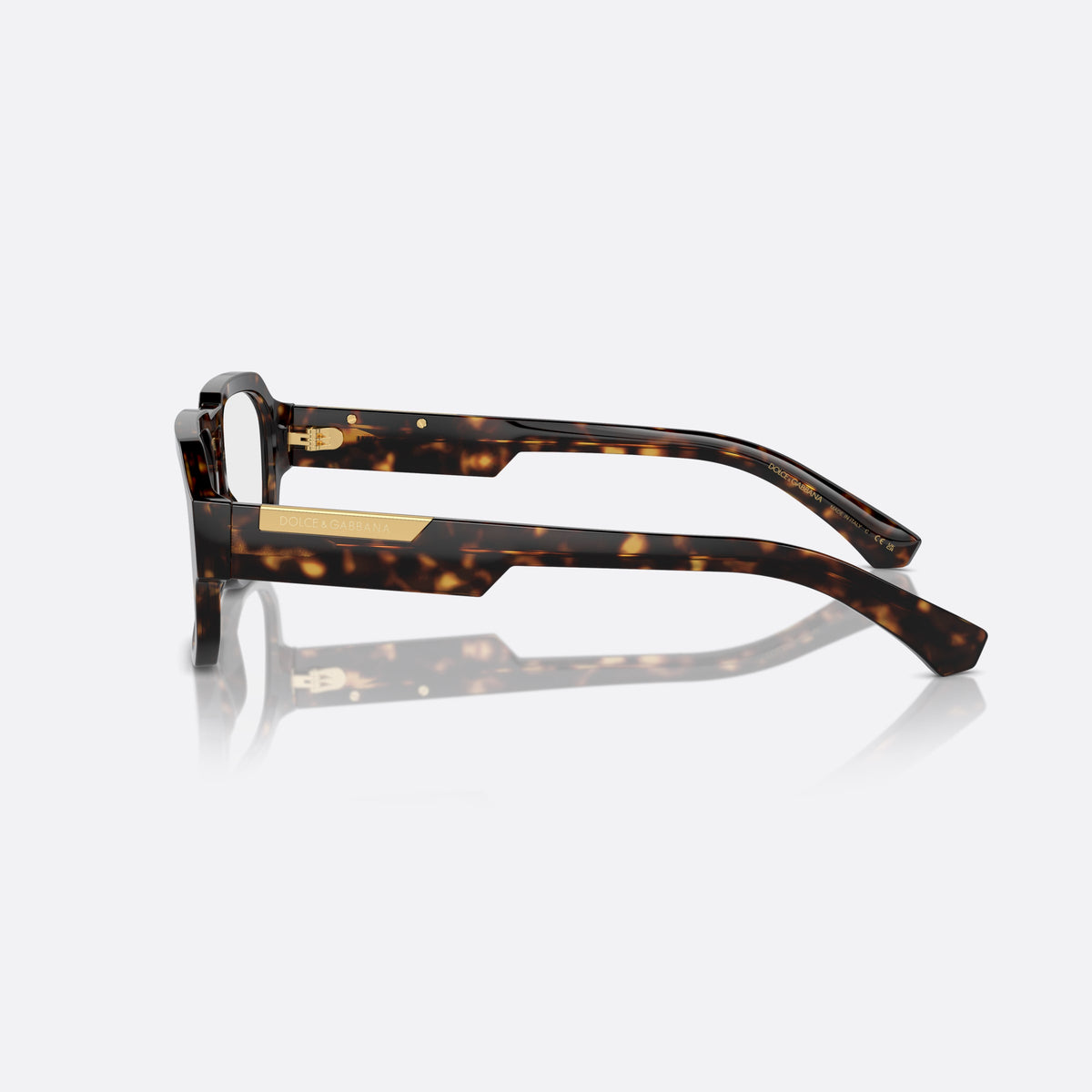 Dolce & Gabbana DG3389 502 eyeglasses, havana pilot frame for men, brand logo on temples, wide temples with plaque