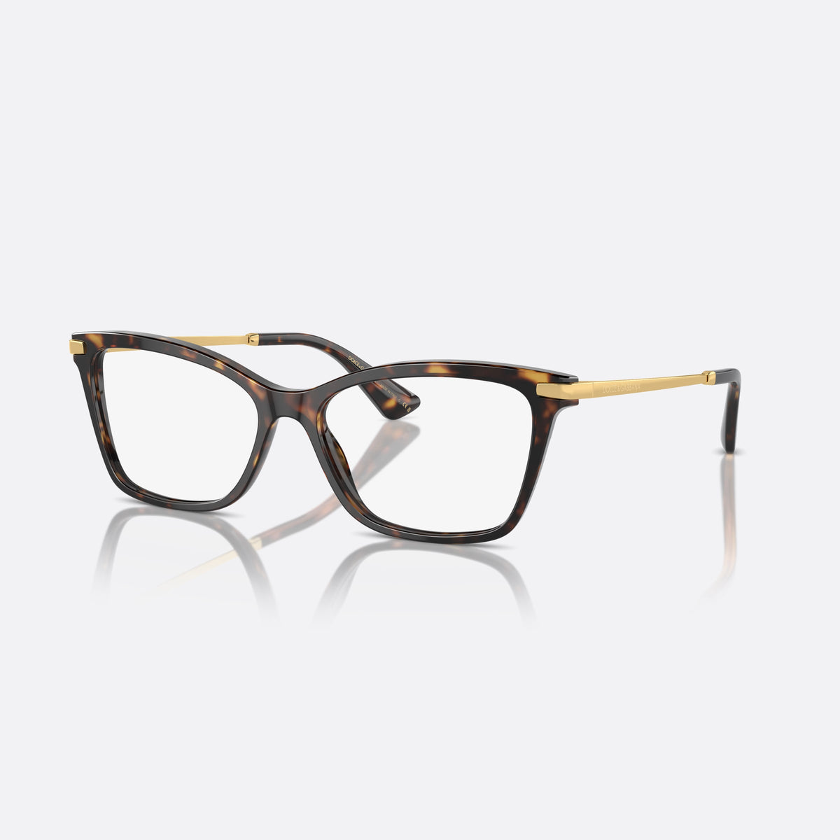 Dolce & Gabbana DG3393 502 eyeglasses, havana rectangular frame for women, saddle bridge, brand lettering on temples, full-rim frame