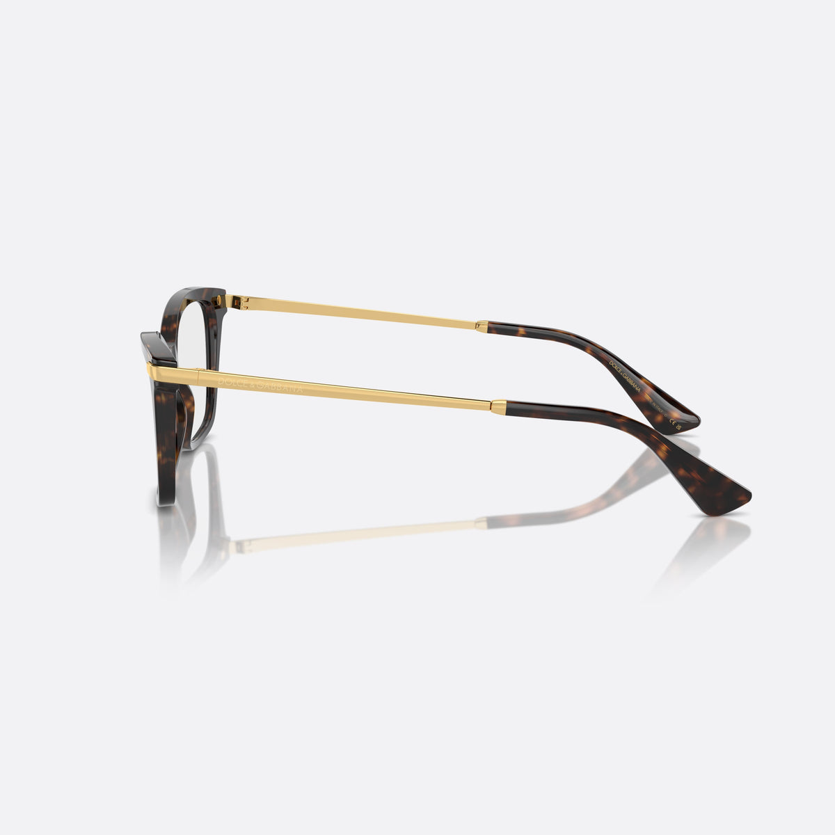 Dolce & Gabbana DG3393 502 eyeglasses, havana rectangular frame for women, saddle bridge, brand lettering on temples, full-rim frame