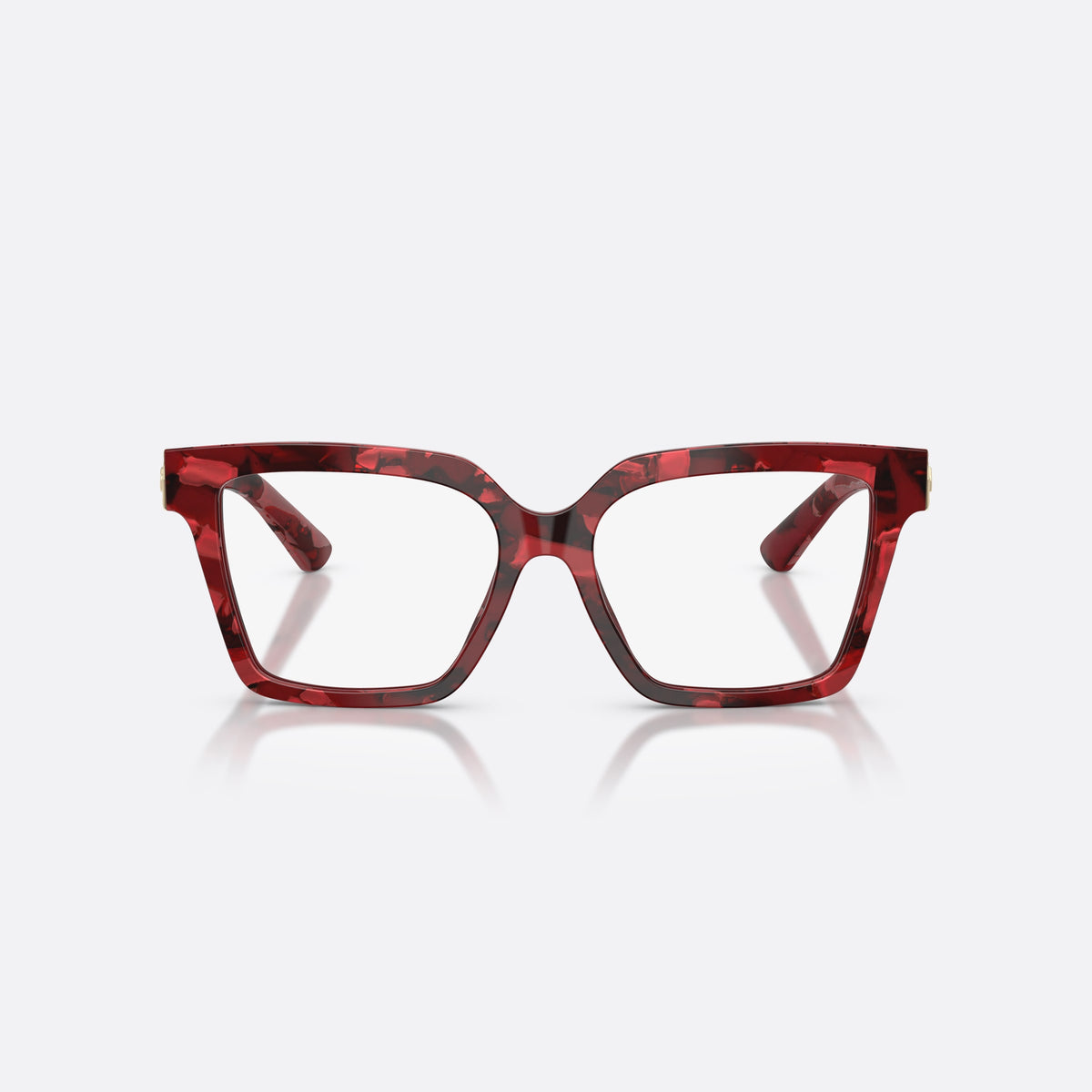 Dolce & Gabbana DG3395 3463 eyeglasses, red square frame for women, plain acetate bridge, brand logo on temple, front view