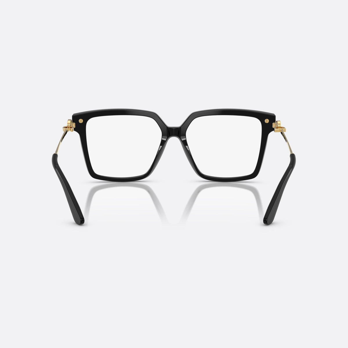 Dolce & Gabbana DG3397 501 eyeglasses, black square frame for women, keyhole bridge, brand logo plaque on temple