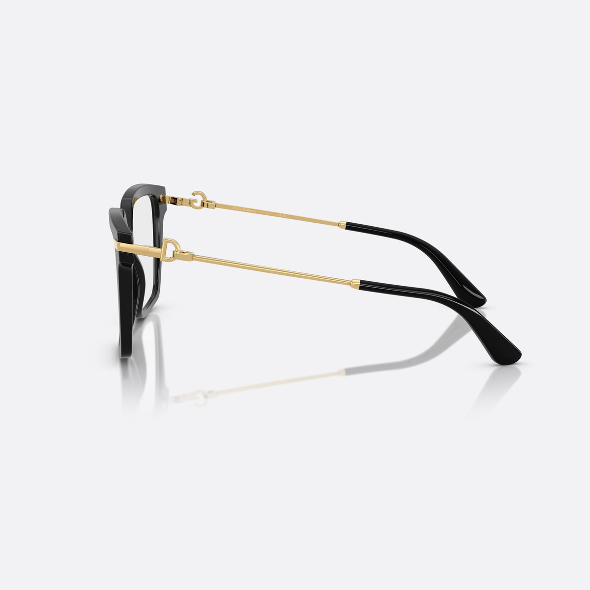 Dolce & Gabbana DG3397 501 eyeglasses, black square frame for women, keyhole bridge, brand logo plaque on temple