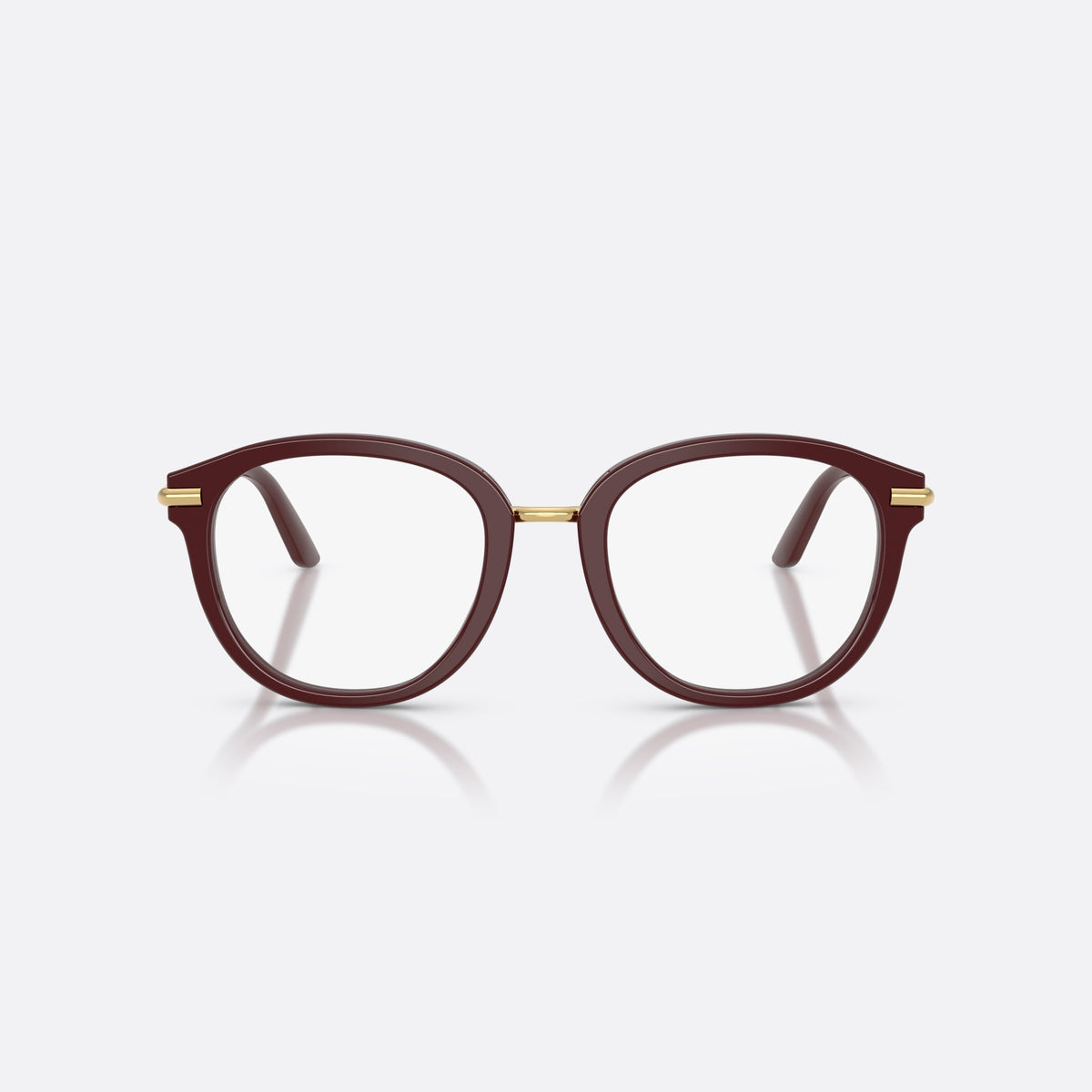 Dolce & Gabbana DG3410 3091 eyeglasses, red phantos frame for women, metal saddle bridge, brand lettering on temples, front view