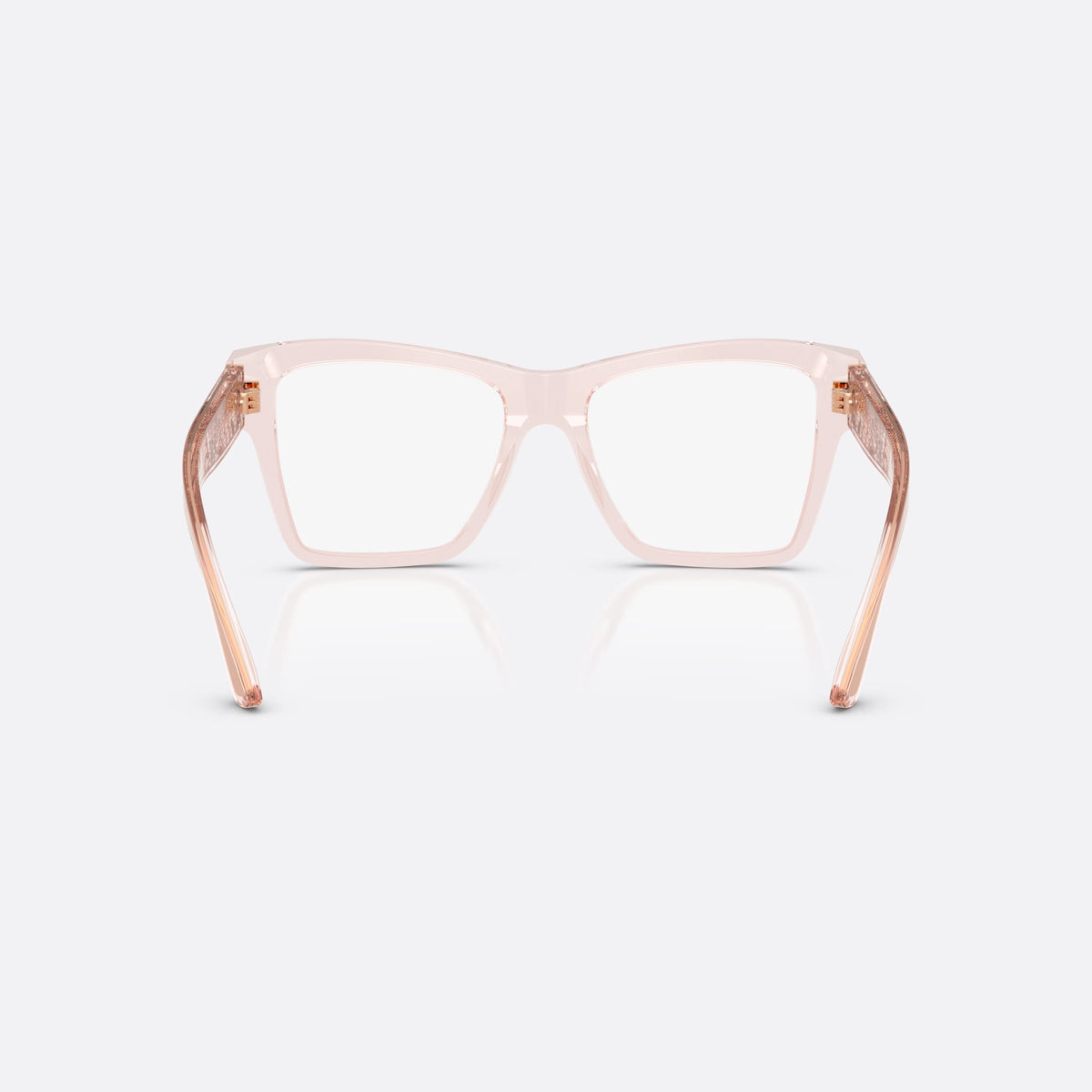 Dolce & Gabbana DG3411 3148 eyeglasses, pink square frame for women, plain bridge with wide top, full-rim thick frame, back view