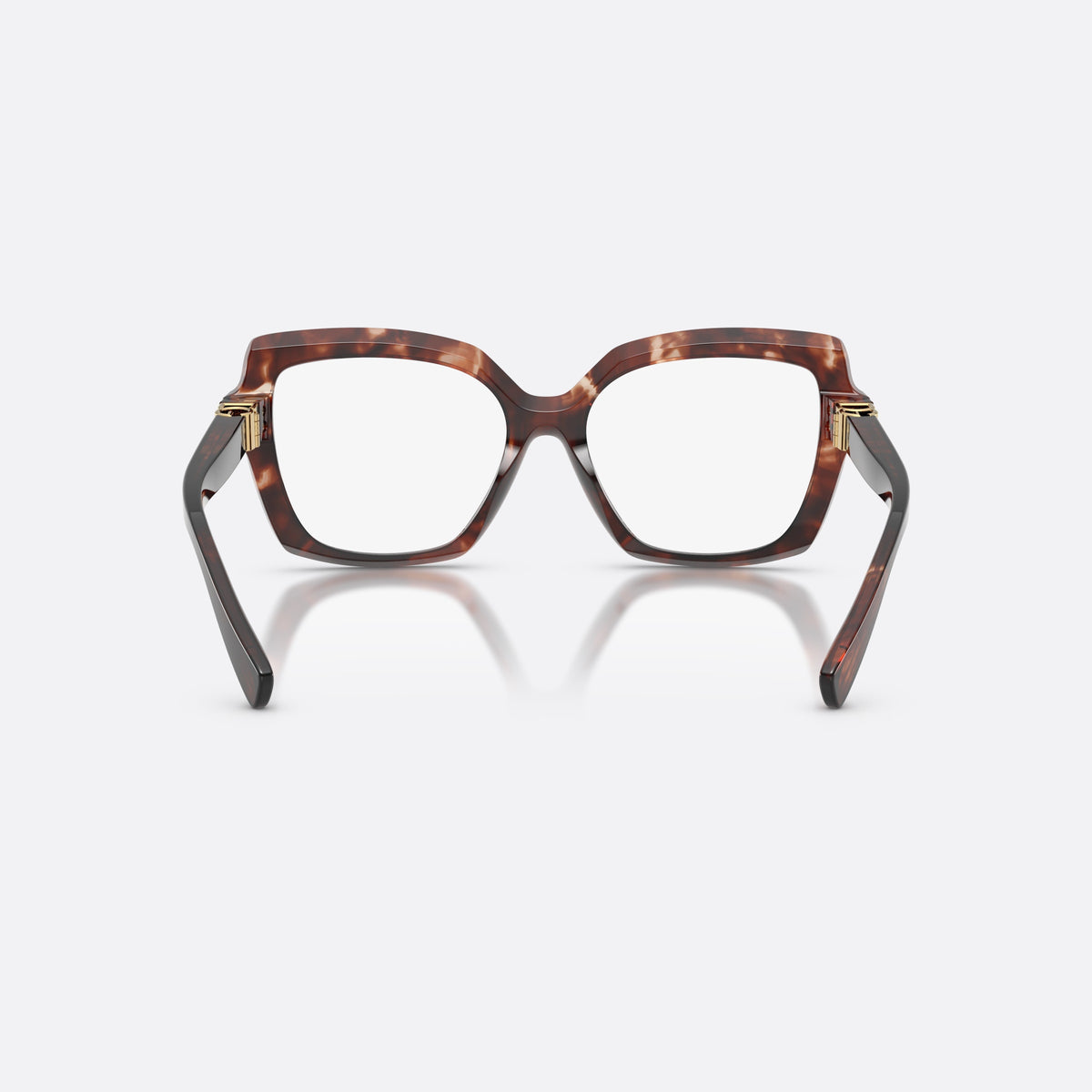 Dolce & Gabbana DG3413 3222 eyeglasses, red butterfly frame for women, plain double bridge, brand lettering on temples, back view