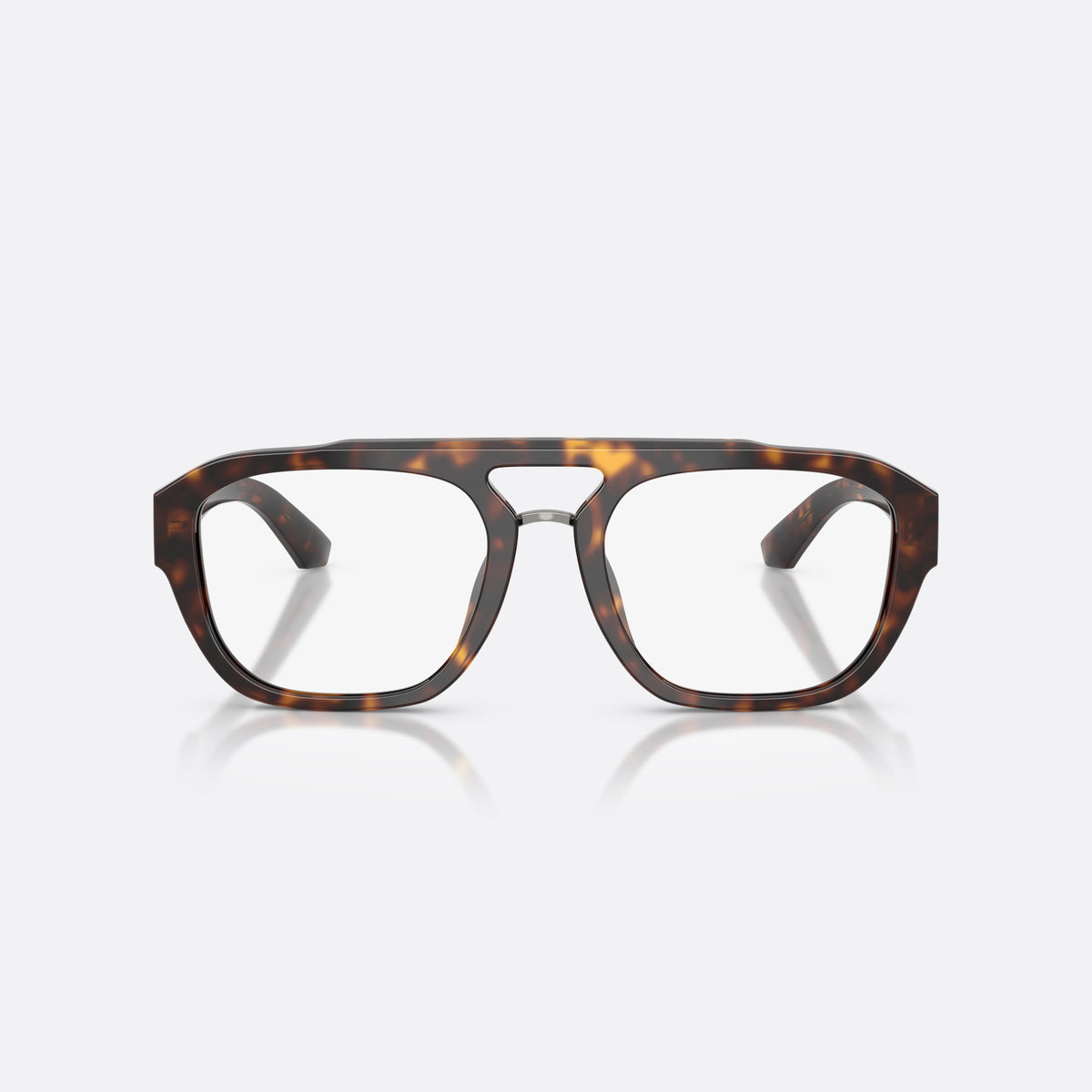 Rame ochelari de vedere Dolce & Gabbana DG3415 502, pilot havana, pentru bărbați, placă cu logo pe braț, brațe late cu capete conice, vedere din față
