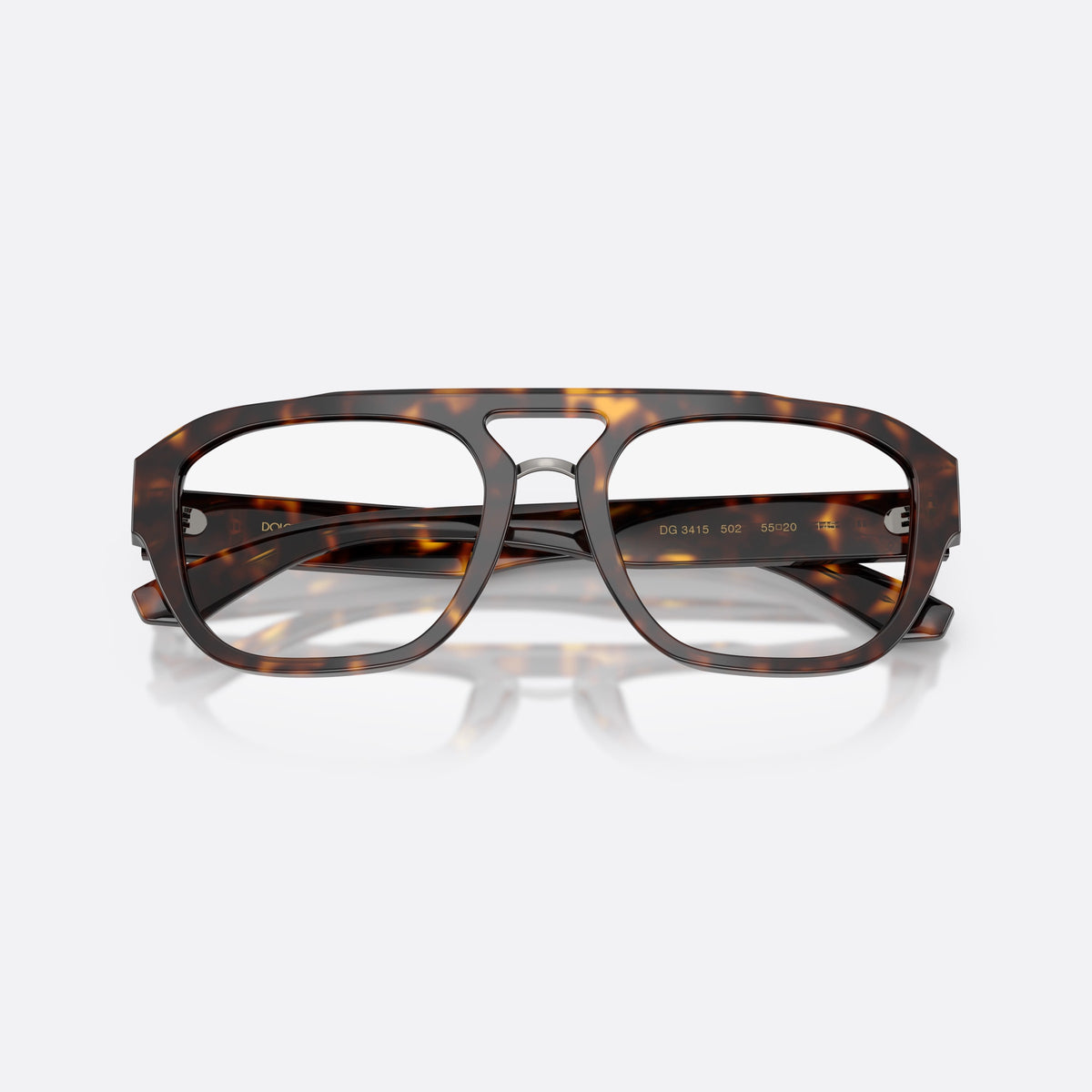 Rame ochelari de vedere Dolce & Gabbana DG3415 502, pilot havana, pentru bărbați, placă cu logo pe braț, brațe late cu capete conice, cu brațele pliate