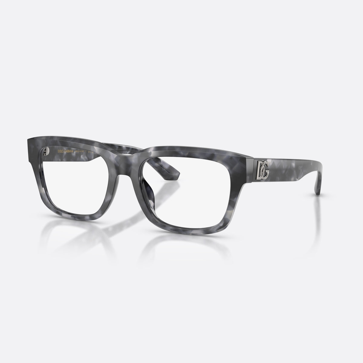 Dolce & Gabbana DG3416 3445 eyeglasses, havana rectangle frame for men, plain bridge, brand logo plaque on temple, full-rim frame