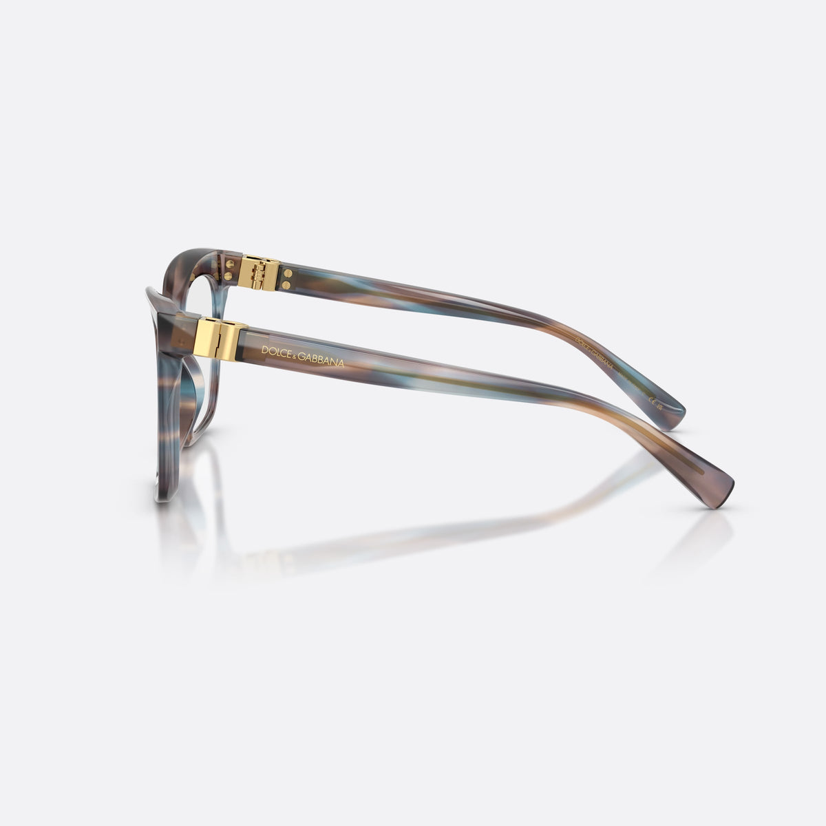 Rame ochelari de vedere Dolce & Gabbana DG3417 3448, patrati albastru, pentru femei, punte simplă cu arc dublu, literele brandului pe brațe, vedere laterală
