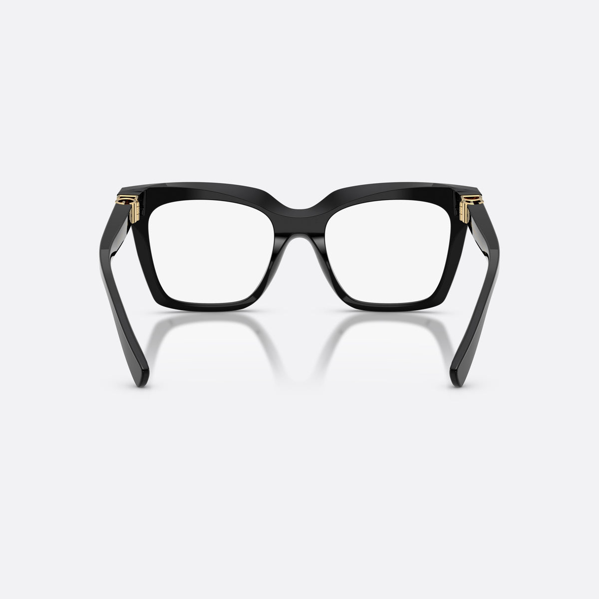 Rame ochelari de vedere Dolce & Gabbana DG3417 501, patrati negru, pentru femei, punte simplă de tip șa, literele brandului pe brațe, vedere din spate