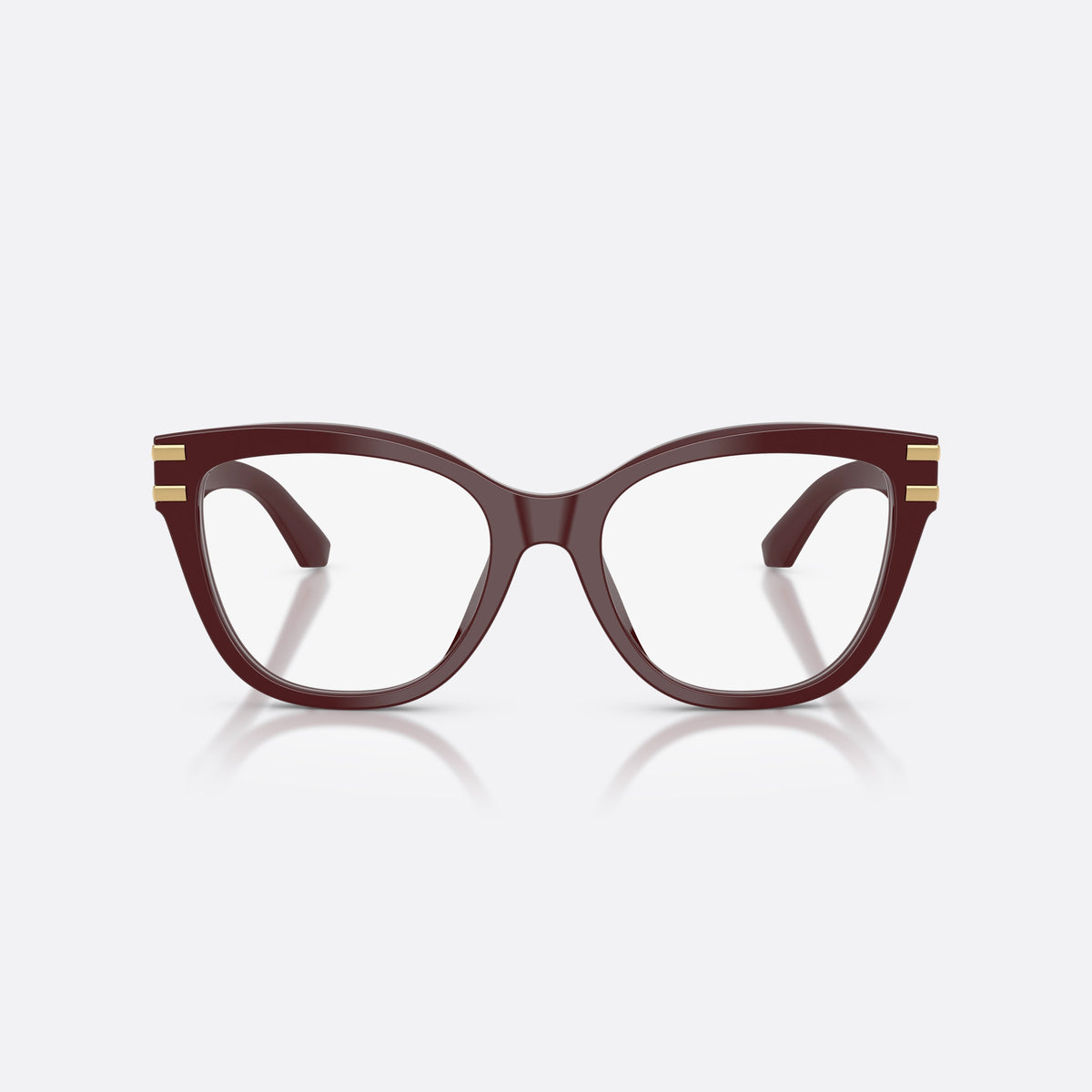 Dolce & Gabbana DG3418 3091 eyeglasses, red butterfly frame for women, plain double bridge, brand logo on temples, front view