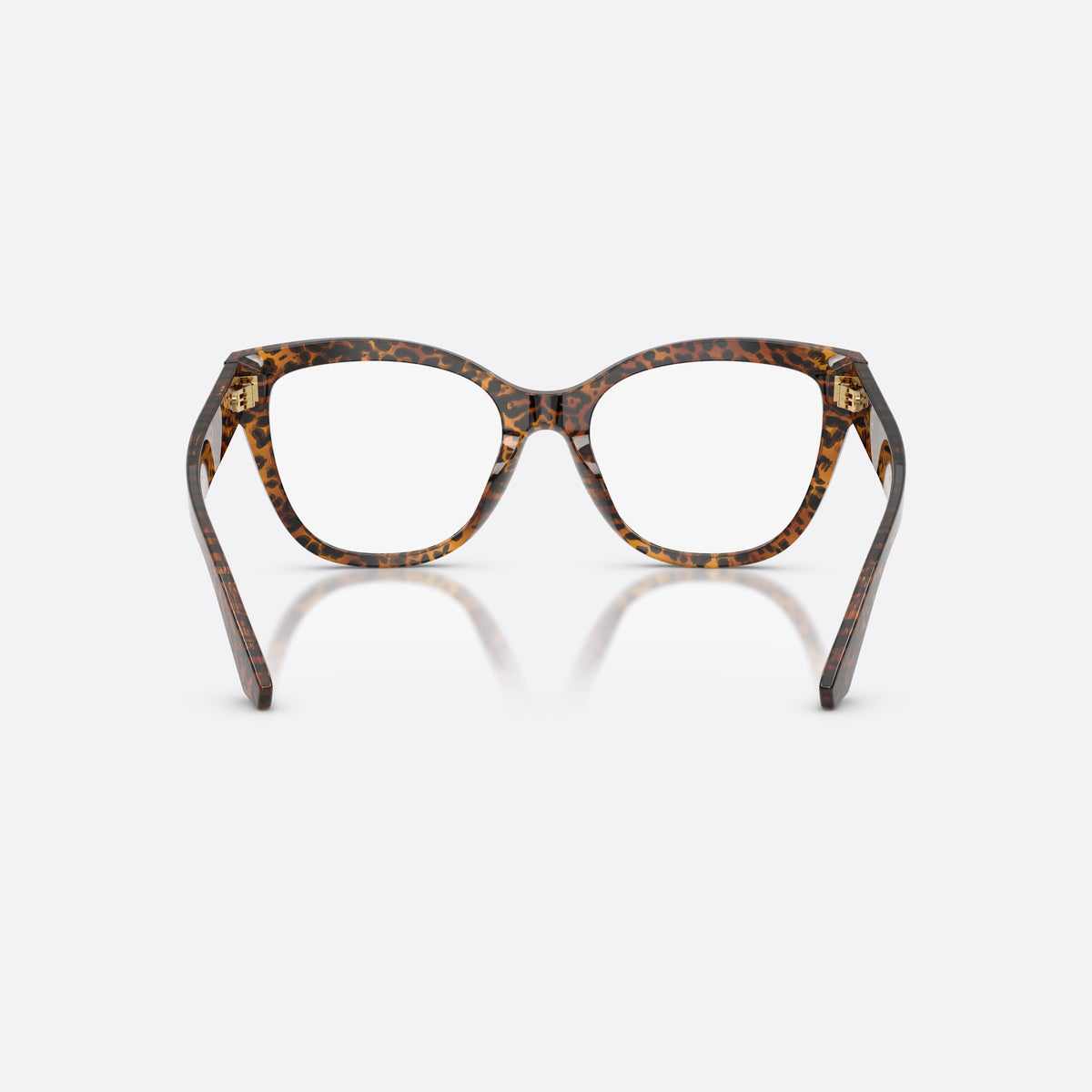 Rame ochelari de vedere Dolce & Gabbana DG3418 3470, fluture maro, pentru femei, punte simplă, placă cu logo pe braț, lentile transparente, vedere din spate