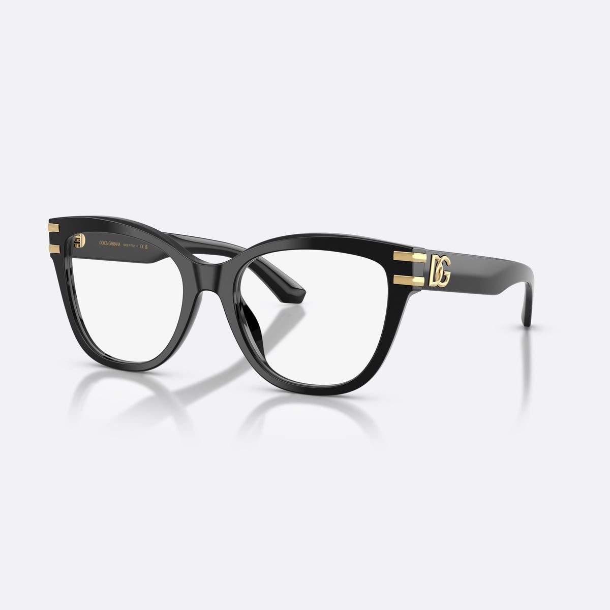 Rame ochelari de vedere Dolce & Gabbana DG3418 501, fluture negru, pentru femei, punte dublă simplă, placă cu logo-ul brandului pe braț