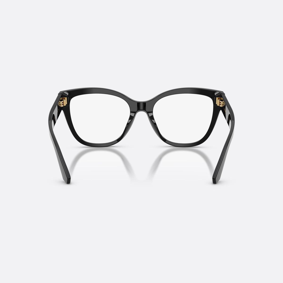 Rame ochelari de vedere Dolce & Gabbana DG3418 501, fluture negru, pentru femei, punte dublă simplă, placă cu logo-ul brandului pe braț, vedere din spate