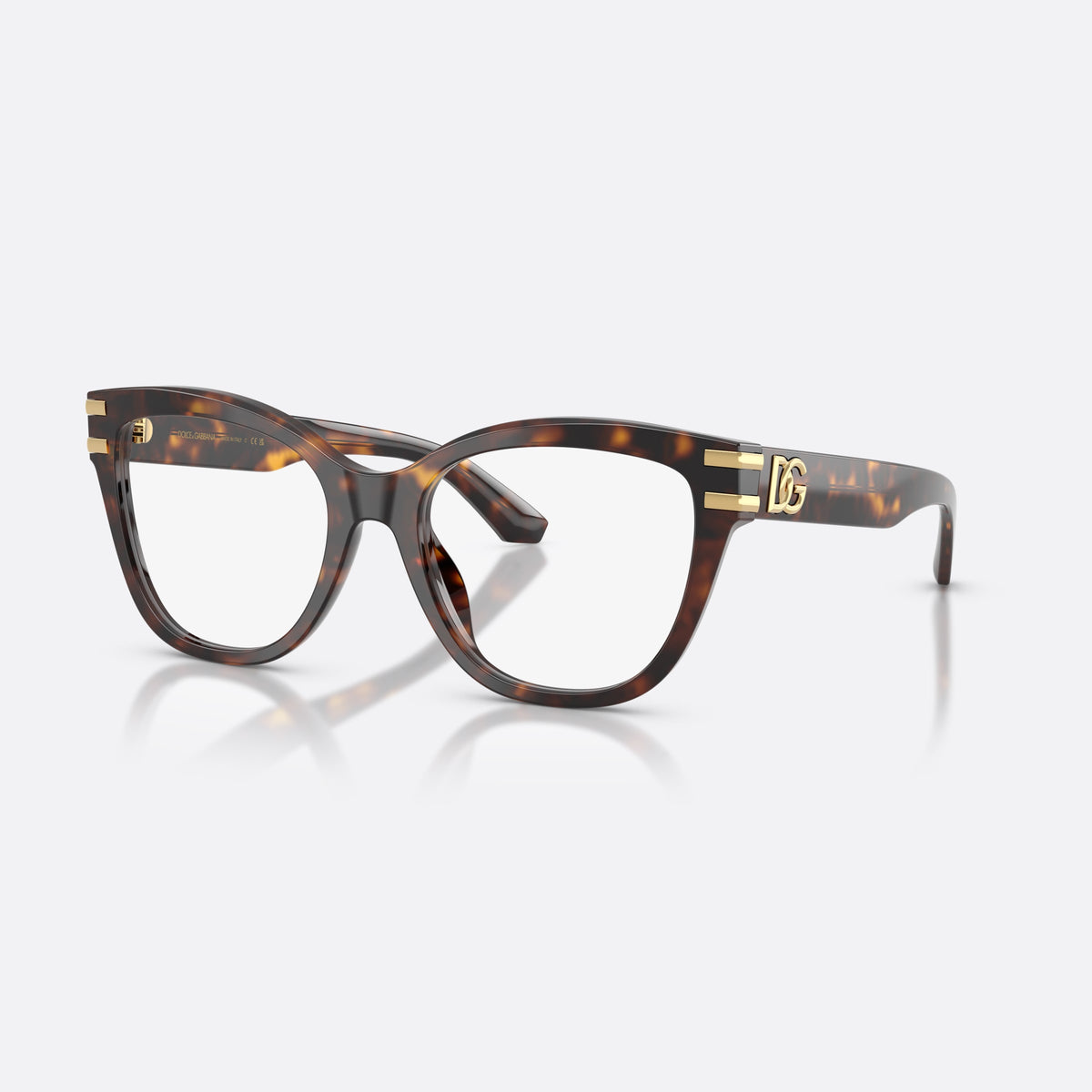 Rame ochelari de vedere Dolce & Gabbana DG3418 502, fluture havana, pentru femei, punte simplă din acetat, placă cu logo-ul brandului pe braț