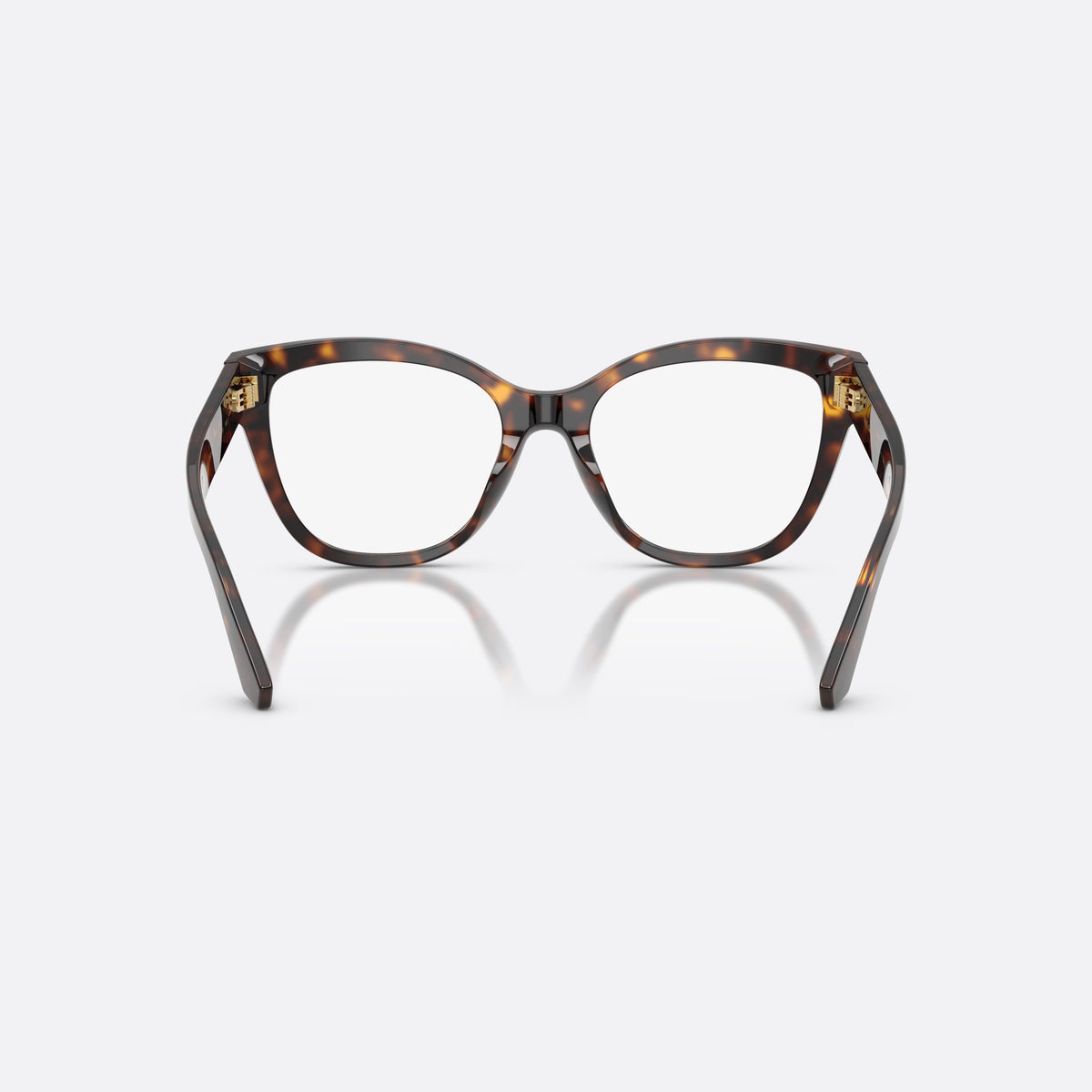 Rame ochelari de vedere Dolce & Gabbana DG3418 502, fluture havana, pentru femei, punte simplă din acetat, placă cu logo-ul brandului pe braț, vedere din spate
