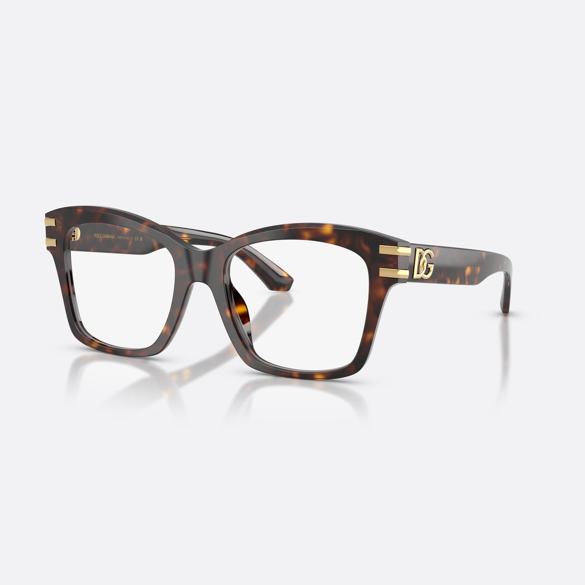 Rame ochelari de vedere Dolce & Gabbana DG3419 502, patrati havana, pentru femei, punte dublă simplă, logo al brandului pe braț, ramă completă