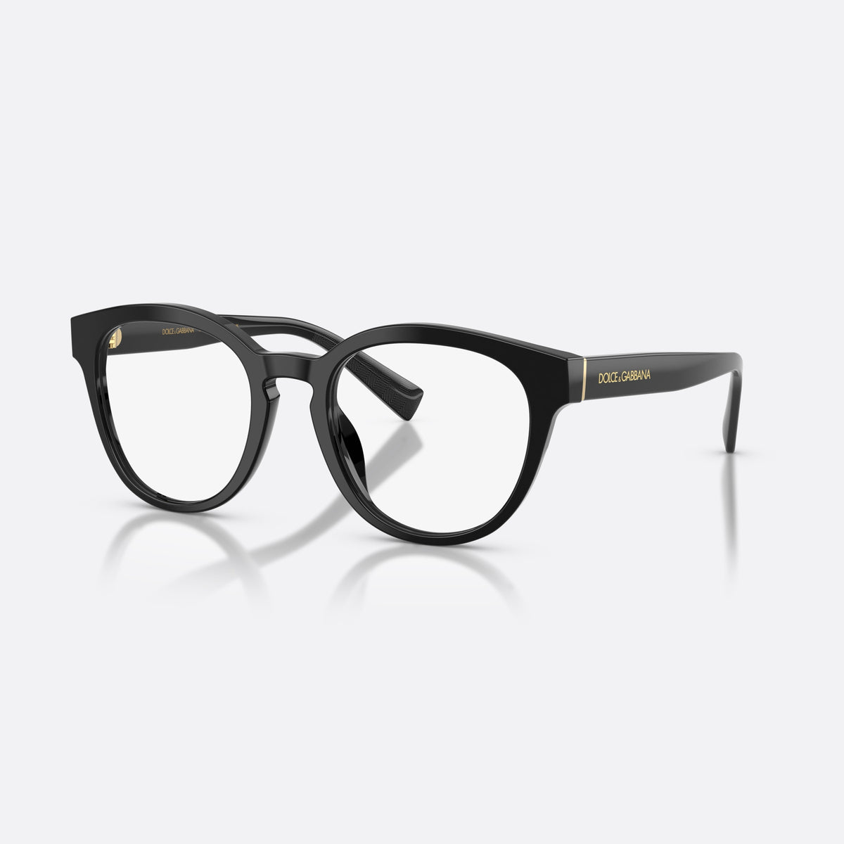 Dolce & Gabbana DG3421 501 eyeglasses, black phantos frame for men, brand lettering on temples, slim tapered temples