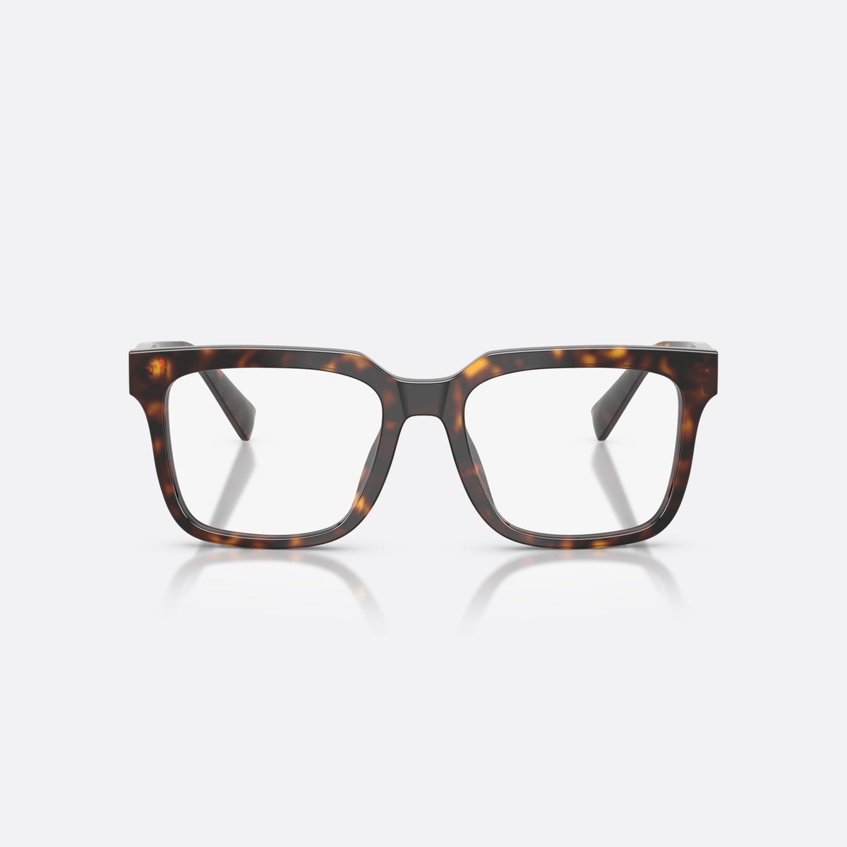 Dolce & Gabbana DG3422 502 eyeglasses, havana square frame for men, plain double bridge, brand lettering on temples, front view
