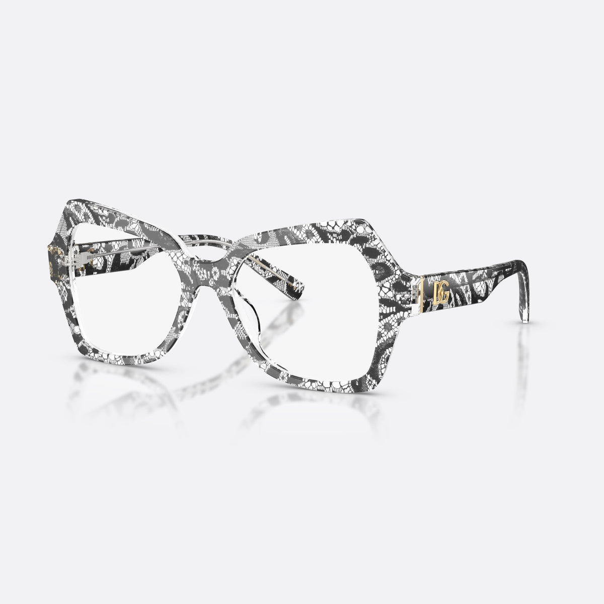 Dolce & Gabbana DG3429 3287 eyeglasses, black butterfly frame for women, plain bridge with acetate, brand logo plaque on temple