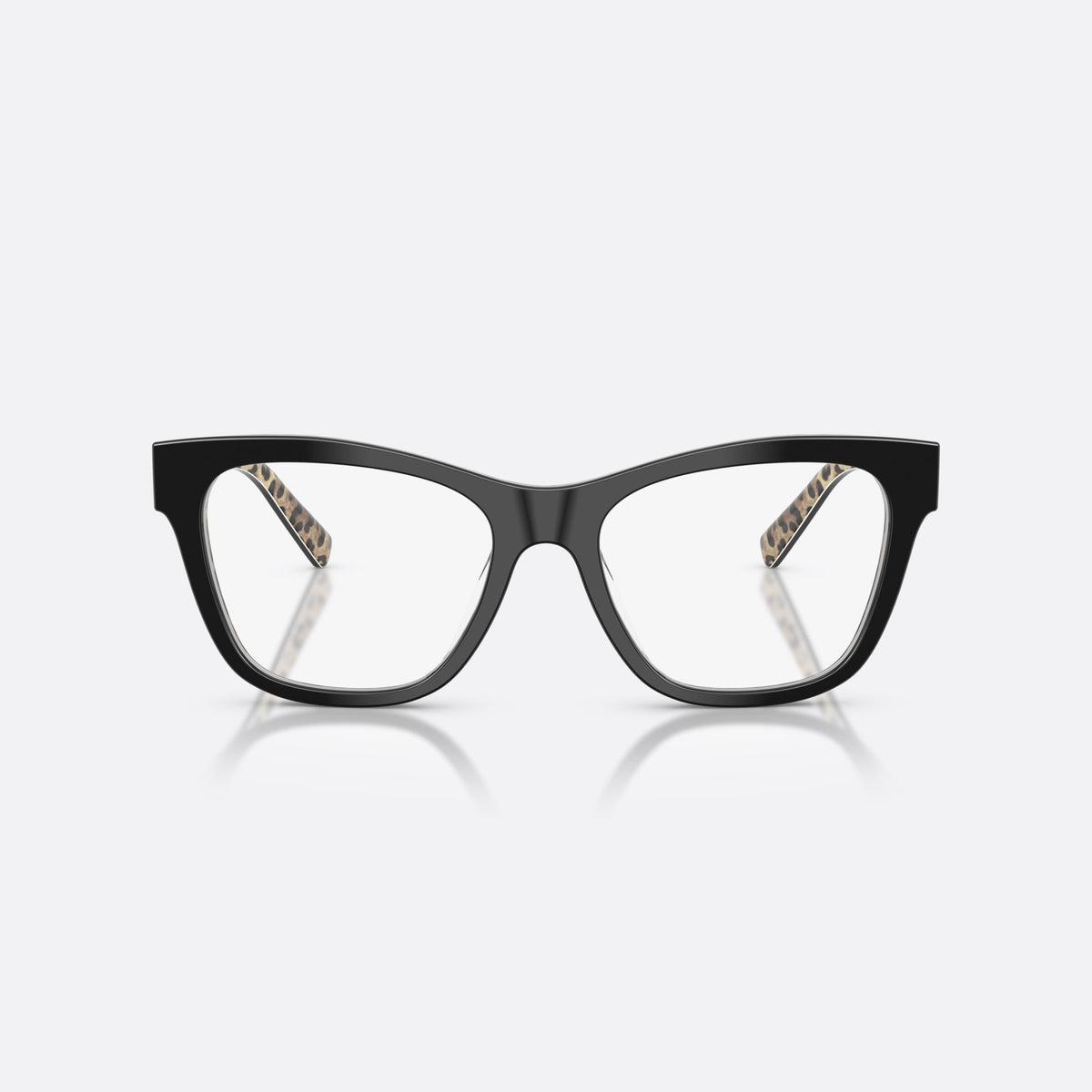 Dolce & Gabbana DG3430 3299 eyeglasses, black square frame for women, plain bridge, integrated into front, wide tapered temples, front view
