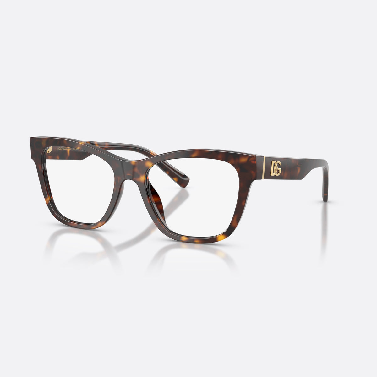 Dolce & Gabbana DG3430 502 eyeglasses, havana square frame for women, keyhole bridge, brand logo on temple plaque