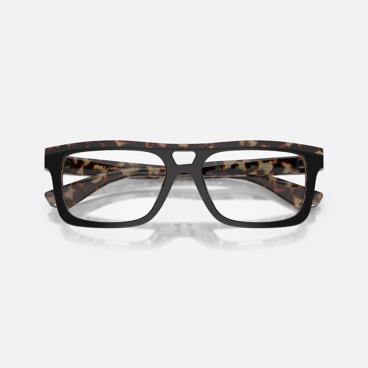 Rame ochelari de vedere Dolce & Gabbana DG3431 3417, rectangulari negru, pentru bărbați, punte keyhole, literele brandului pe brațe, ramă completă, cu brațele pliate