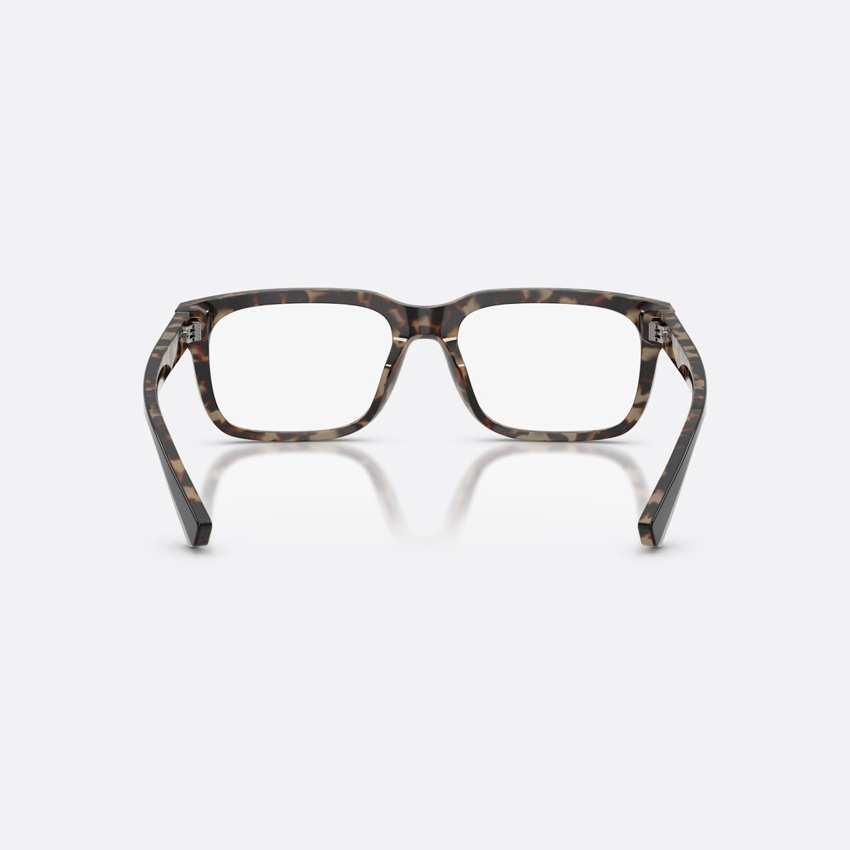 Dolce & Gabbana DG3432 3417 eyeglasses, black rectangle frame for men, plain bridge, brand lettering on temple, flat wide temples, back view