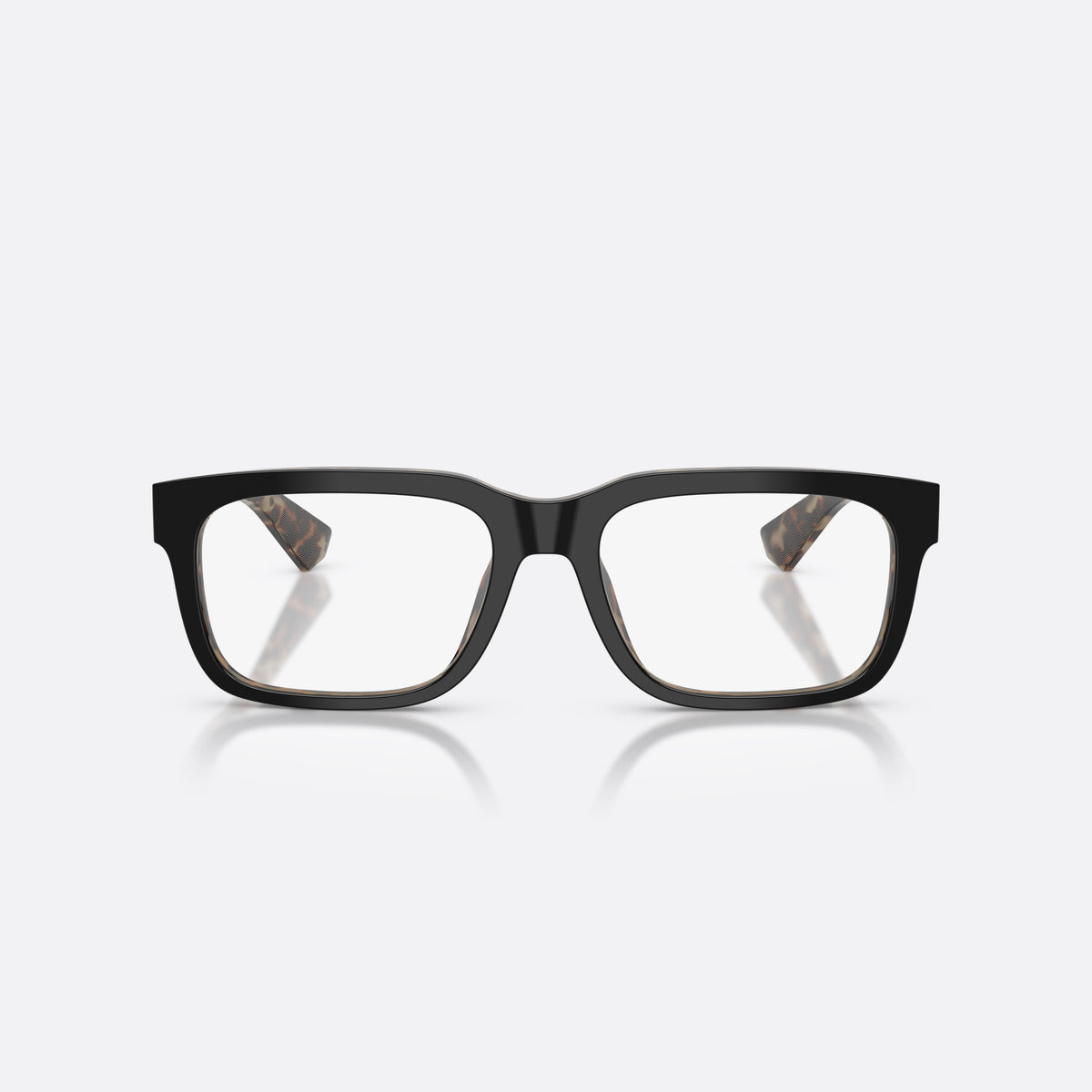 Dolce & Gabbana DG3432 3417 eyeglasses, black rectangle frame for men, plain bridge, brand lettering on the temples, full-rim frame, front view