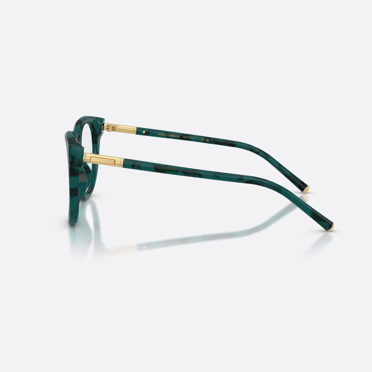 Rame ochelari de vedere Dolce & Gabbana DG3433 3460, phantos verde, pentru femei, punte keyhole, literele brandului pe brațe, ramă completă, vedere laterală