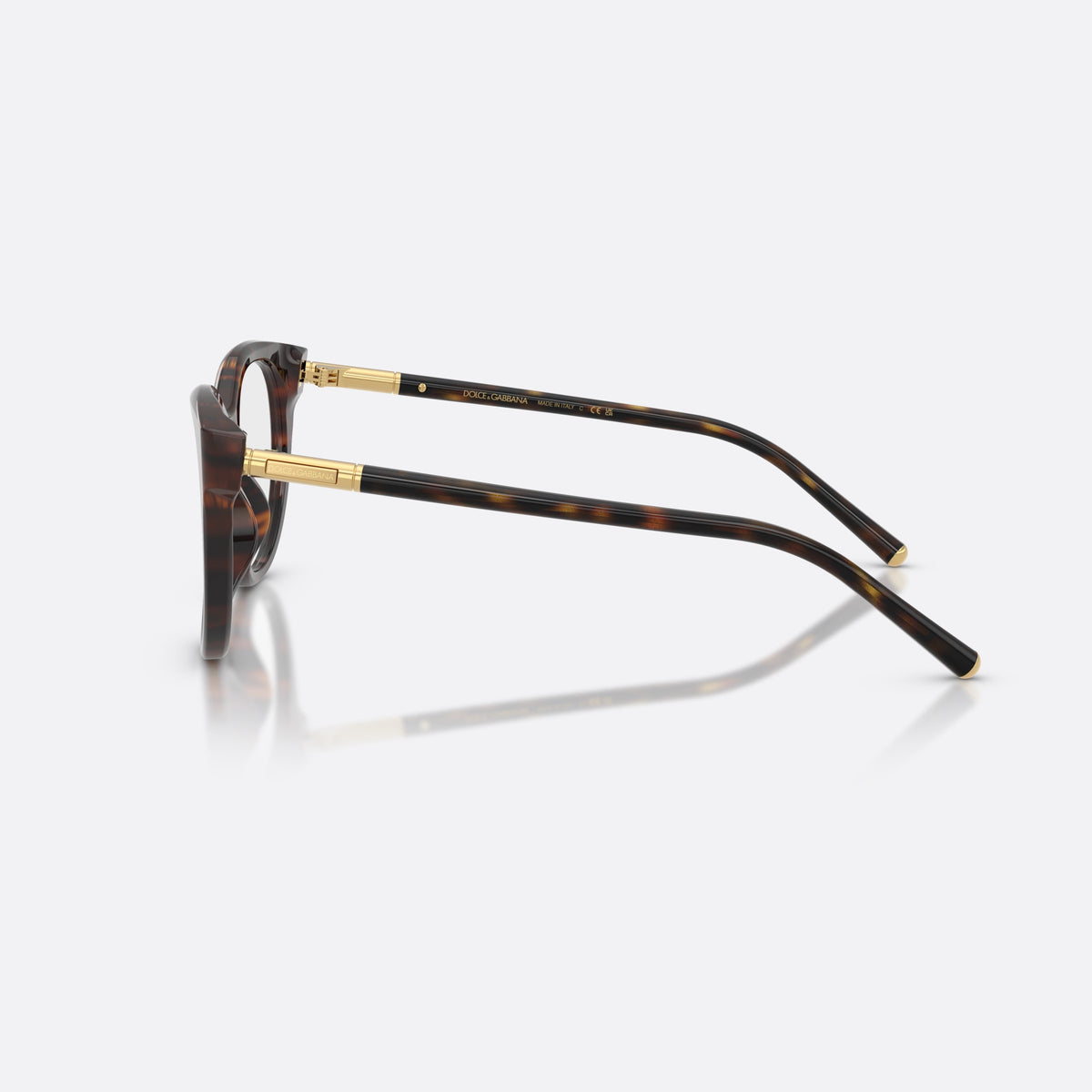 Rame ochelari de vedere Dolce & Gabbana DG3433 502, phantos havana, pentru femei, punte simplă tip șa, literele brandului pe brațe, vedere laterală